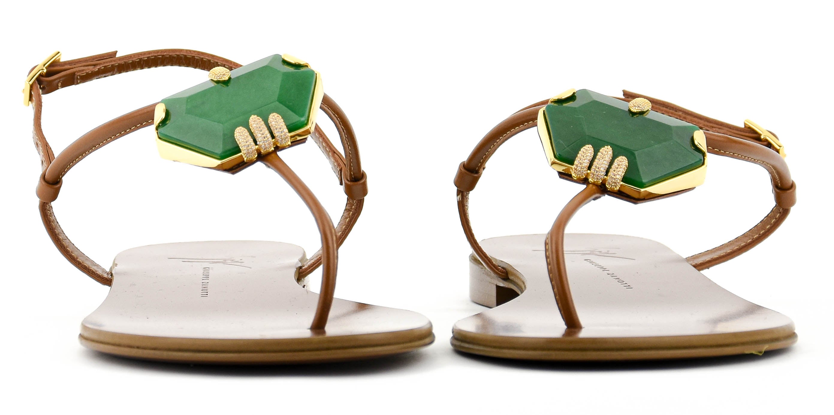 GIUSEPPE ZANOTTI GANASS FLAT TAN/GREEN