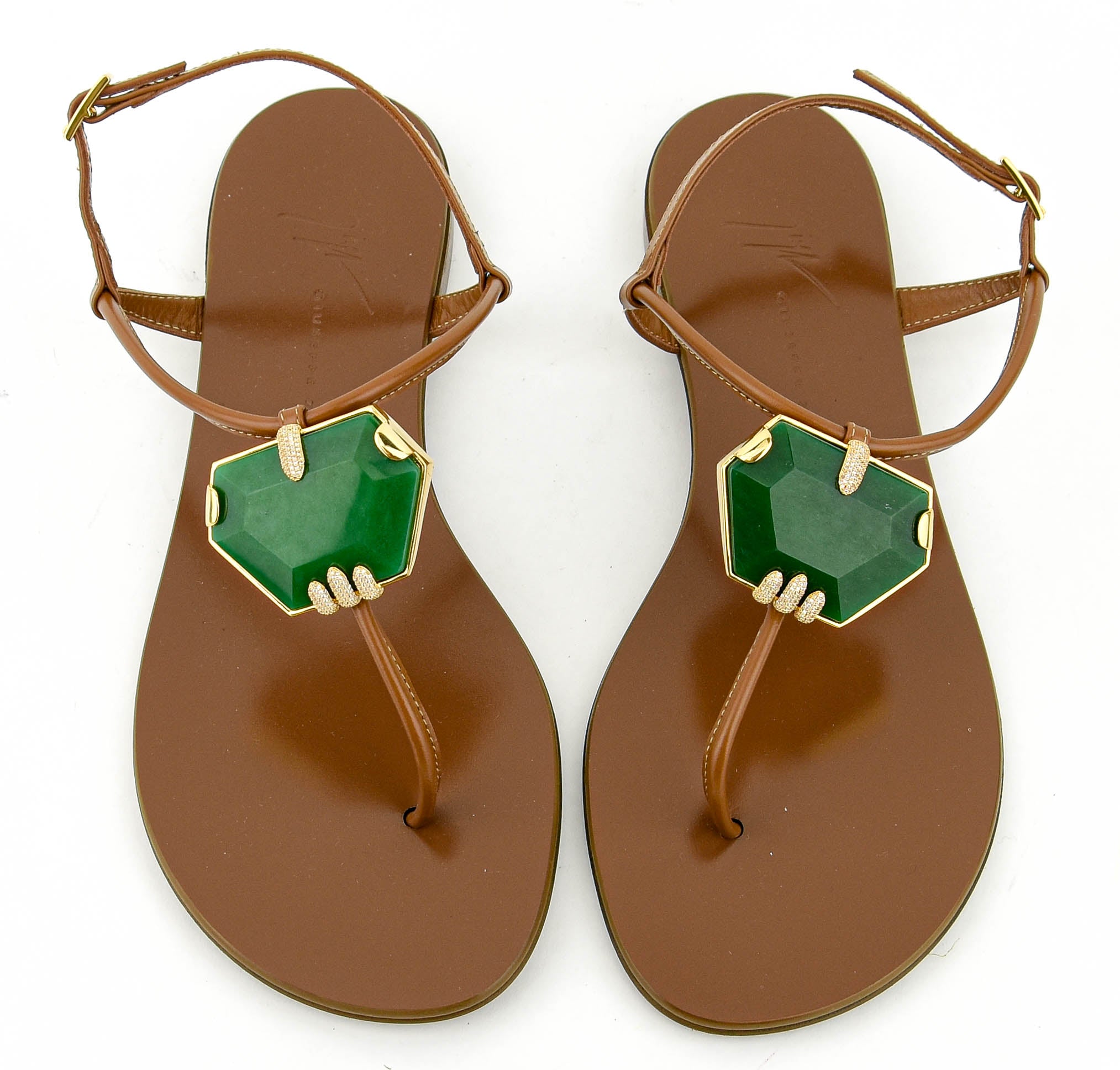 GIUSEPPE ZANOTTI GANASS FLAT TAN/GREEN