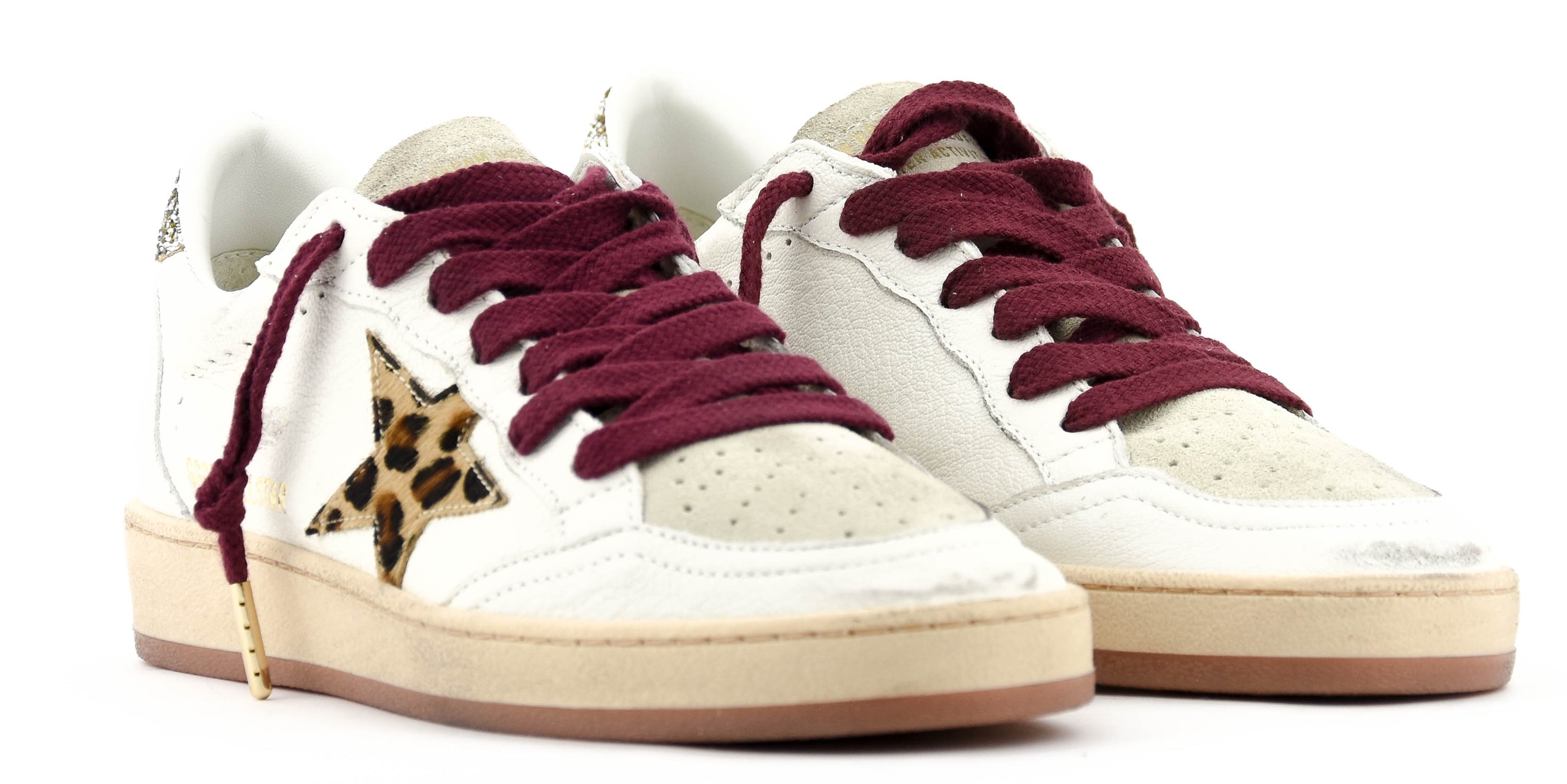 GOLDEN GOOSE BALL STAR WHITE GREY LEOPARD