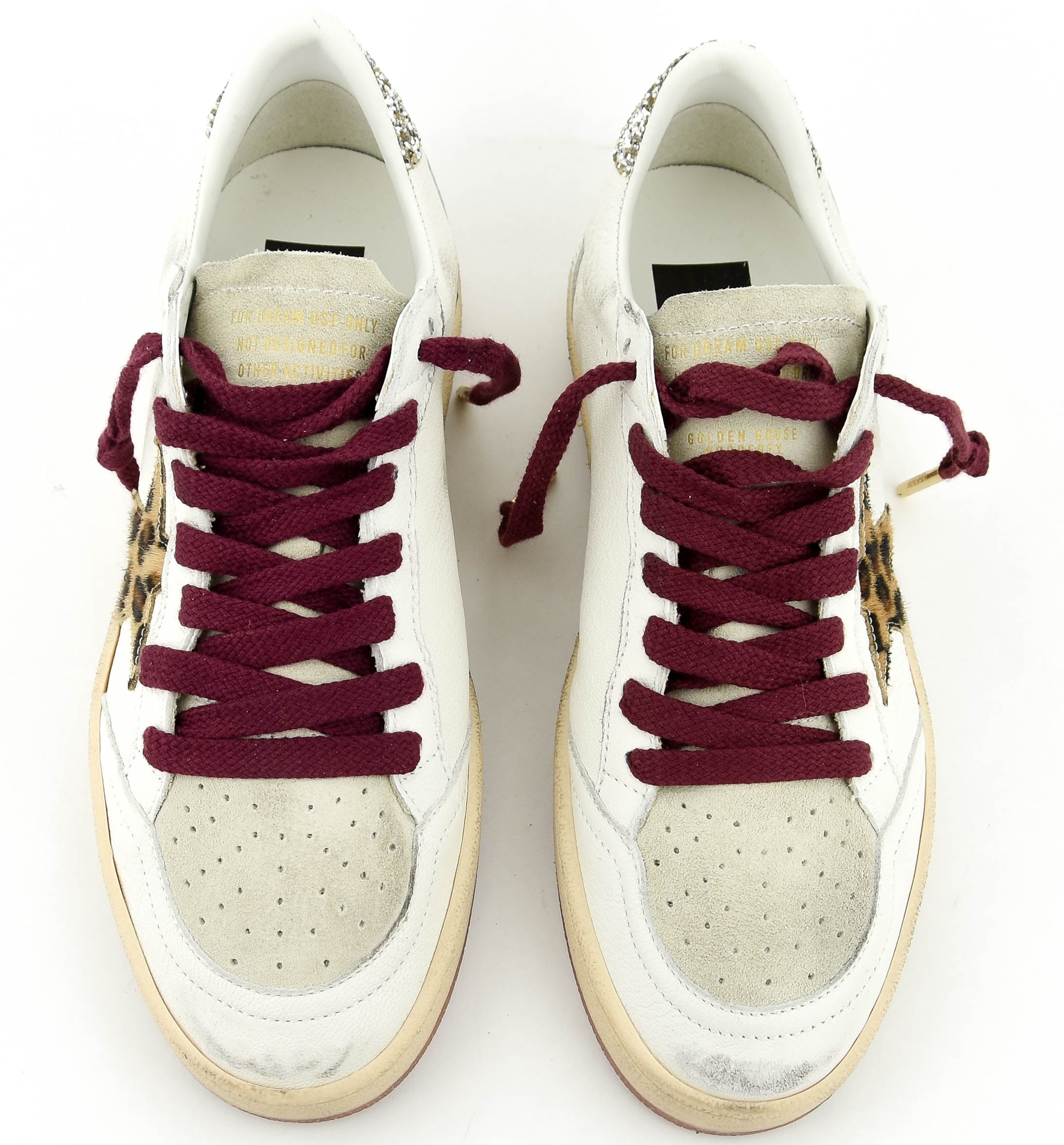 GOLDEN GOOSE BALL STAR WHITE GREY LEOPARD