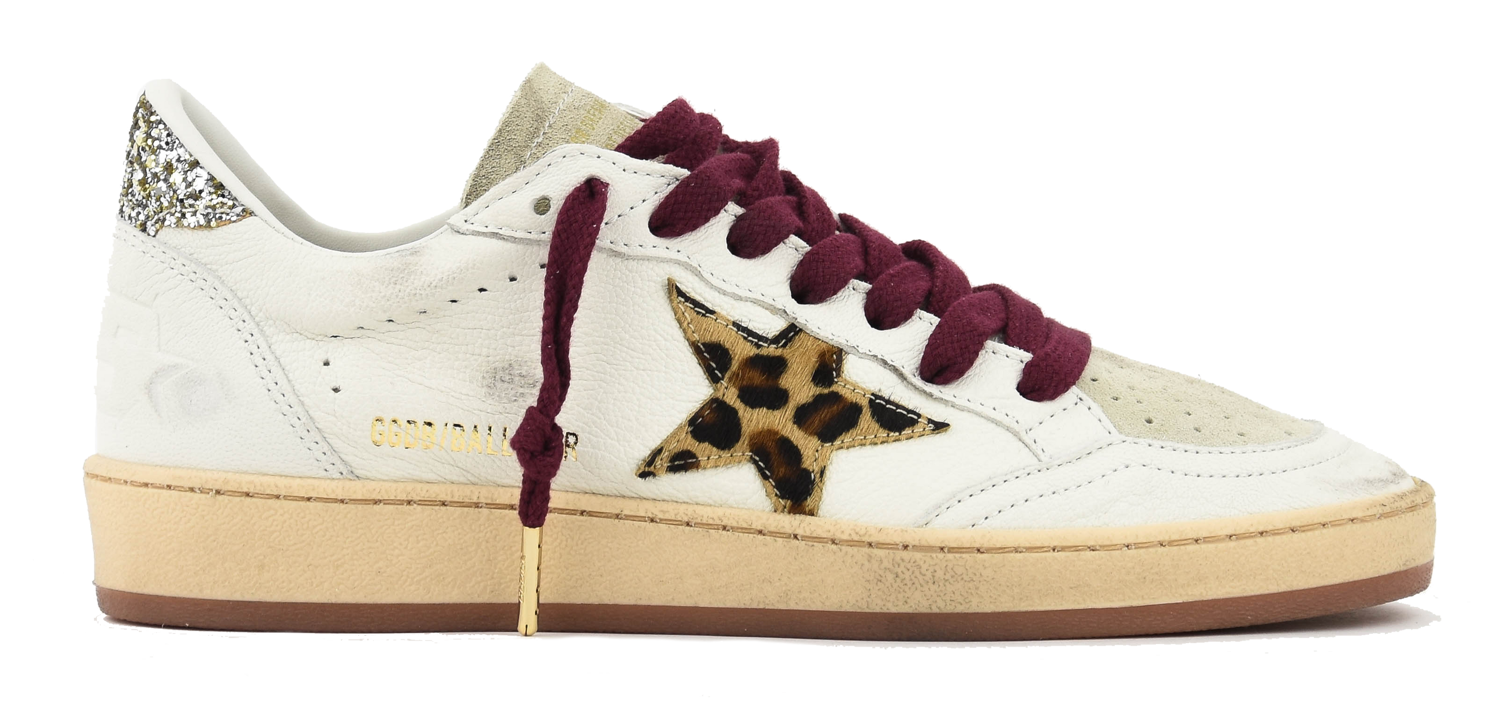 GOLDEN GOOSE BALL STAR WHITE GREY LEOPARD