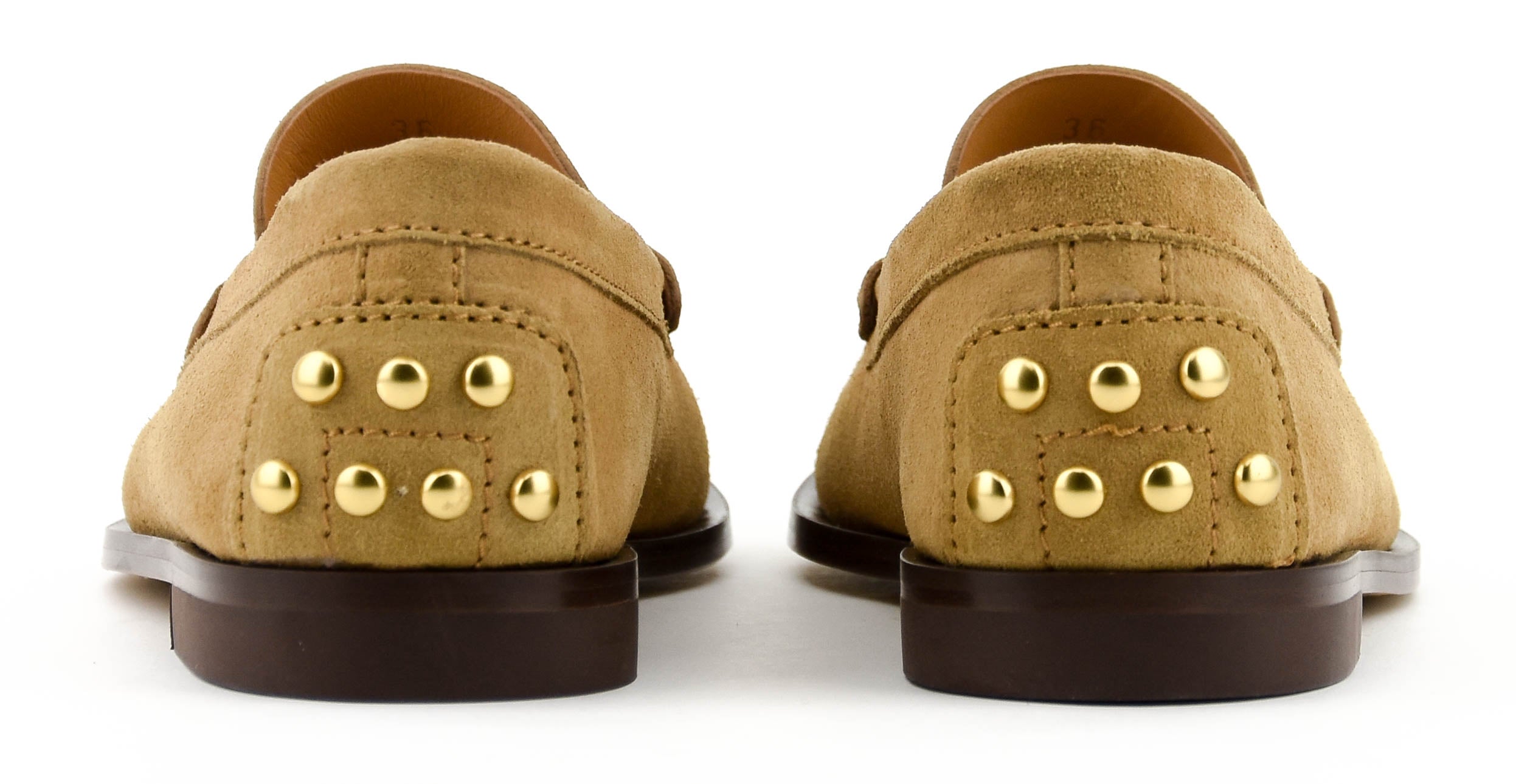 TODS METAL STUDS LOAFER CAMEL