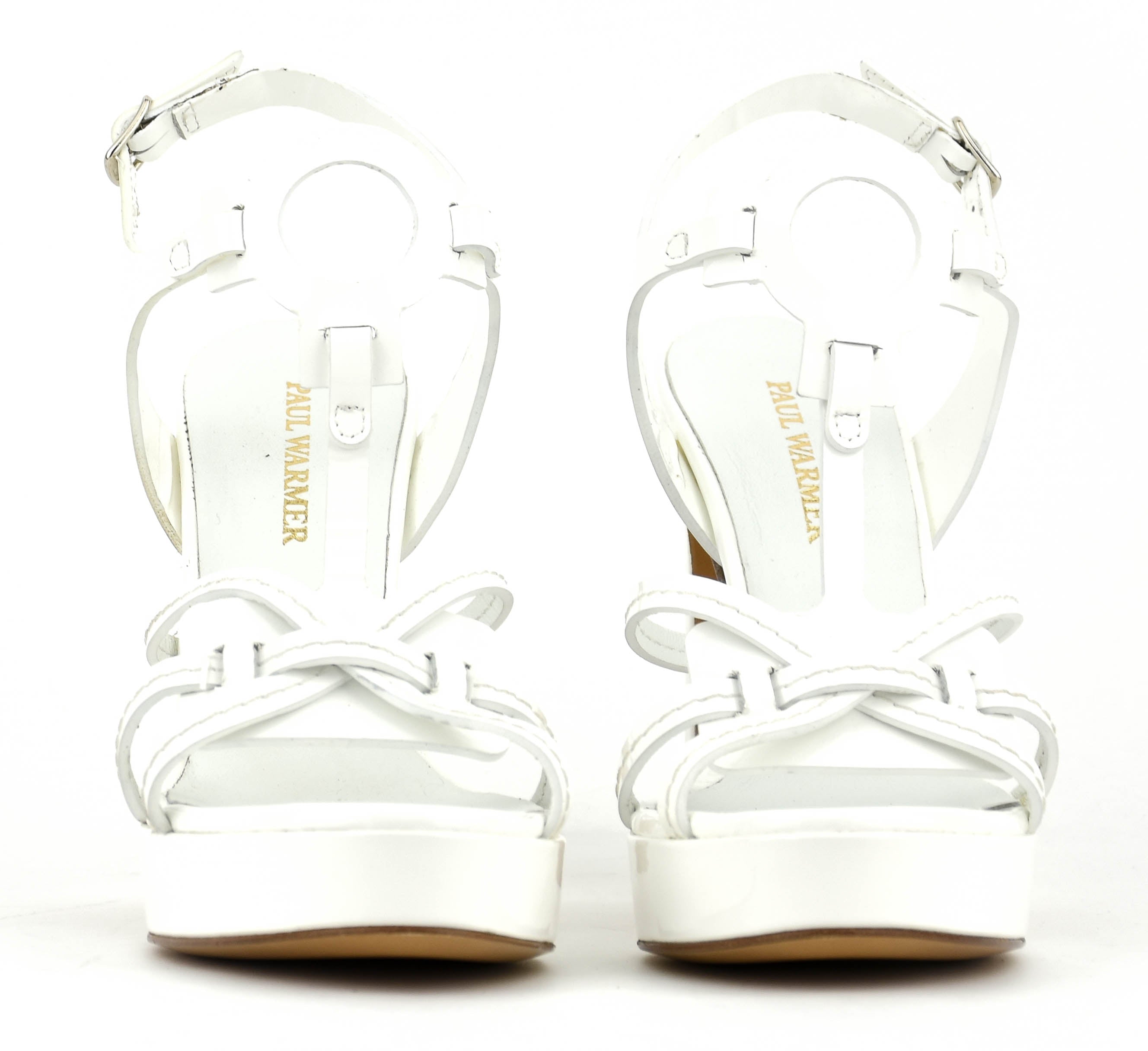 PAUL WARMER PARIS SANDAL PATENT WHITE