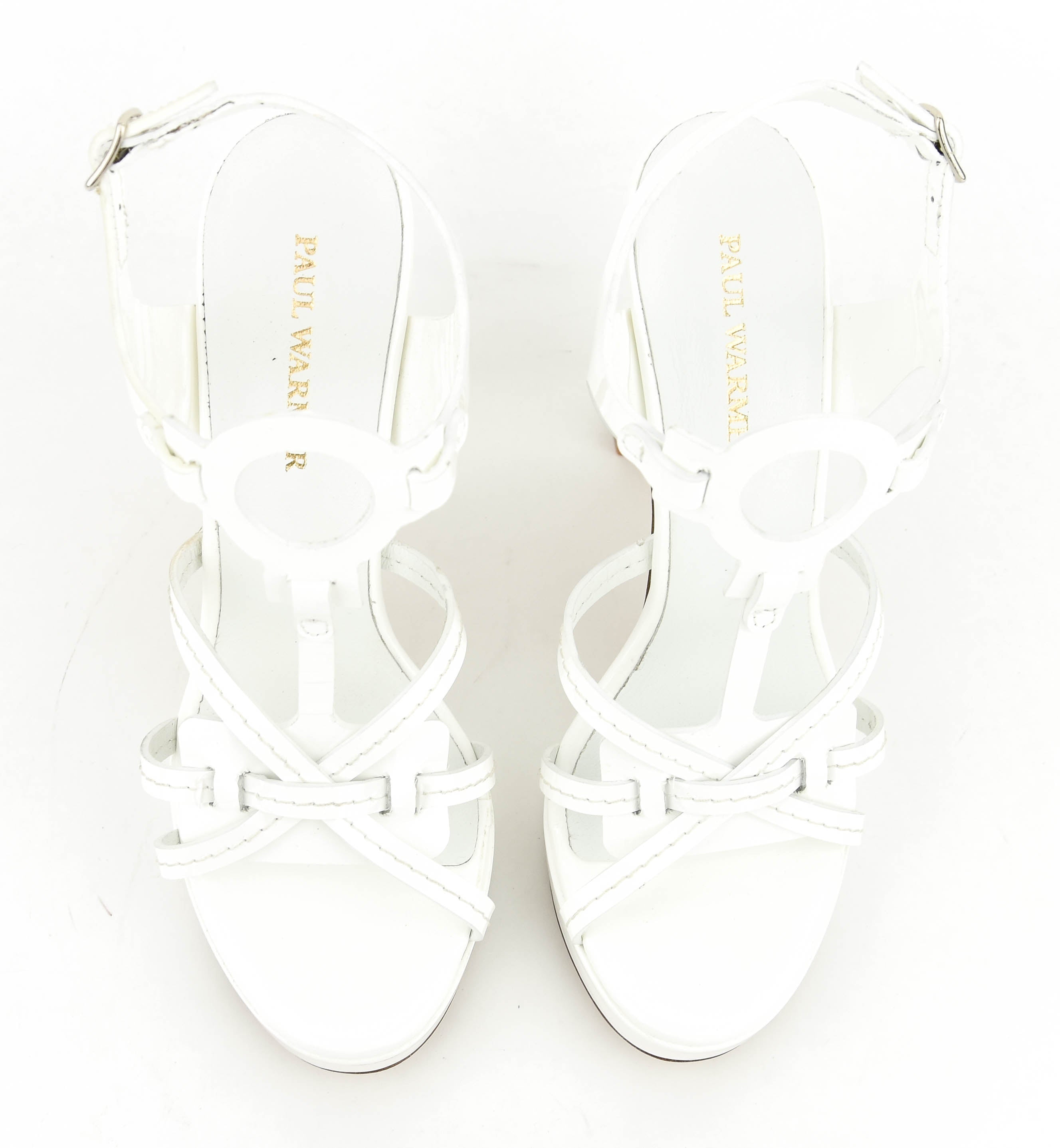PAUL WARMER PARIS SANDAL PATENT WHITE