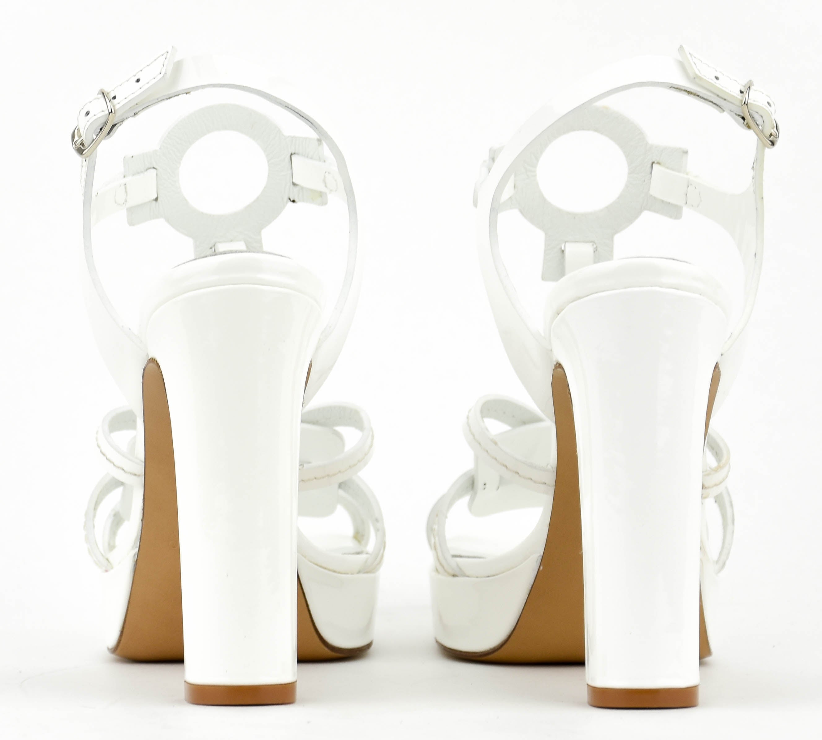 PAUL WARMER PARIS SANDAL PATENT WHITE