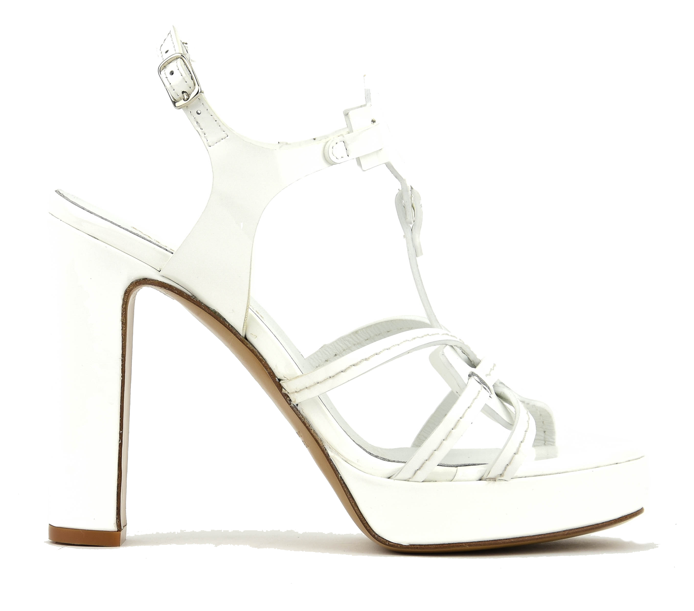 PAUL WARMER PARIS SANDAL PATENT WHITE