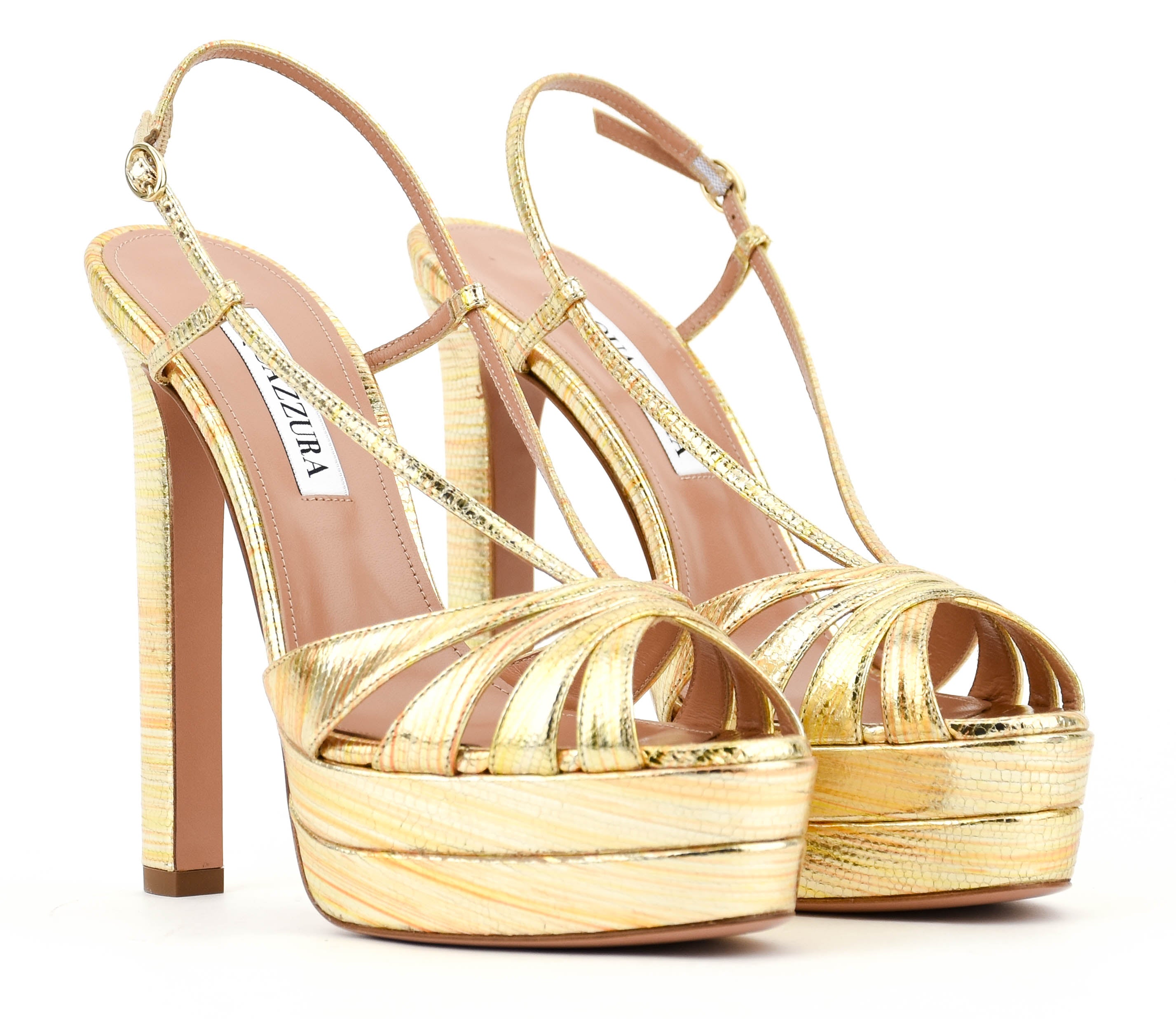 AQUAZZURA AIMEE SANDAL 130 GOLD