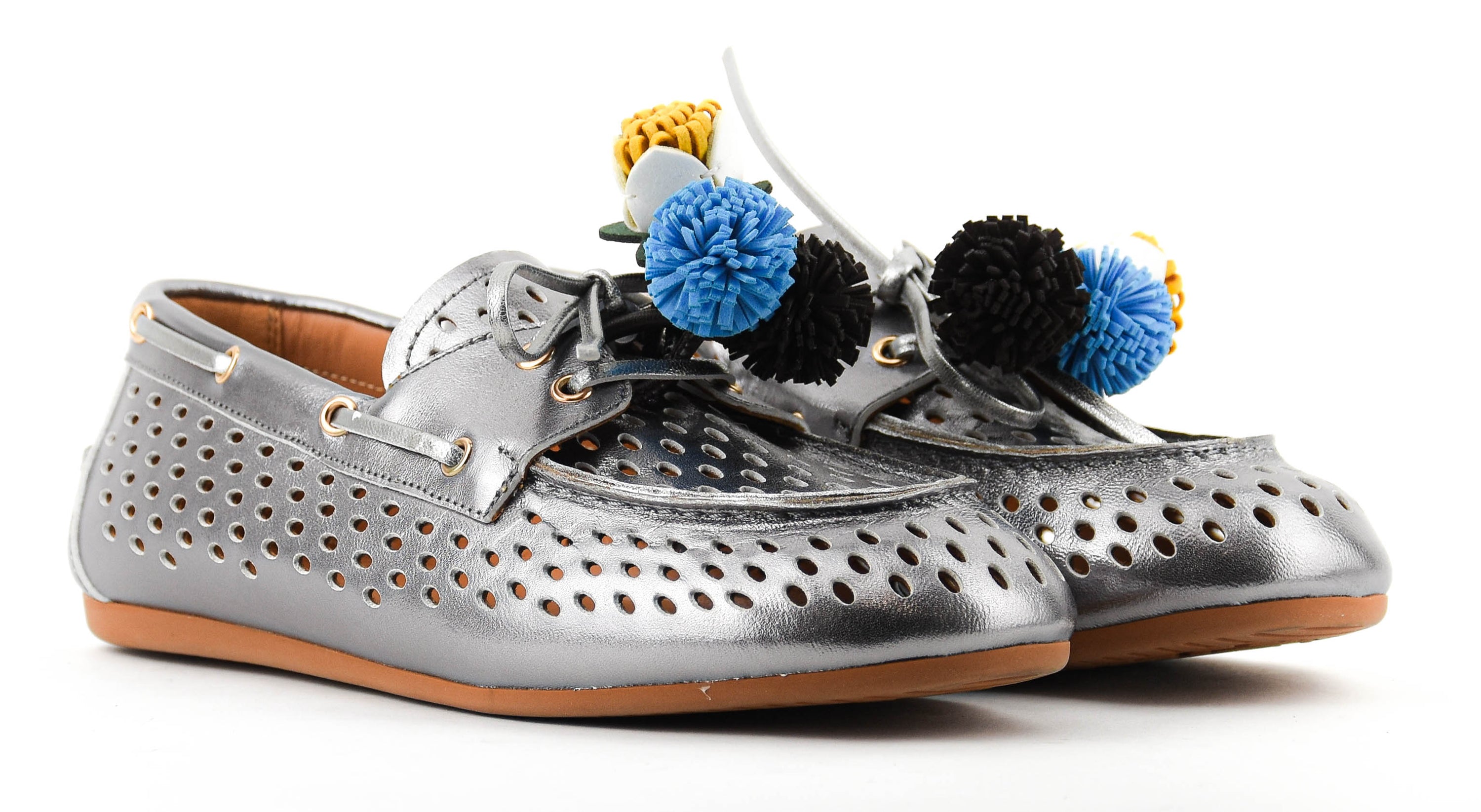 TORAL KARMEL LOAFER ARGENTO POMPOM