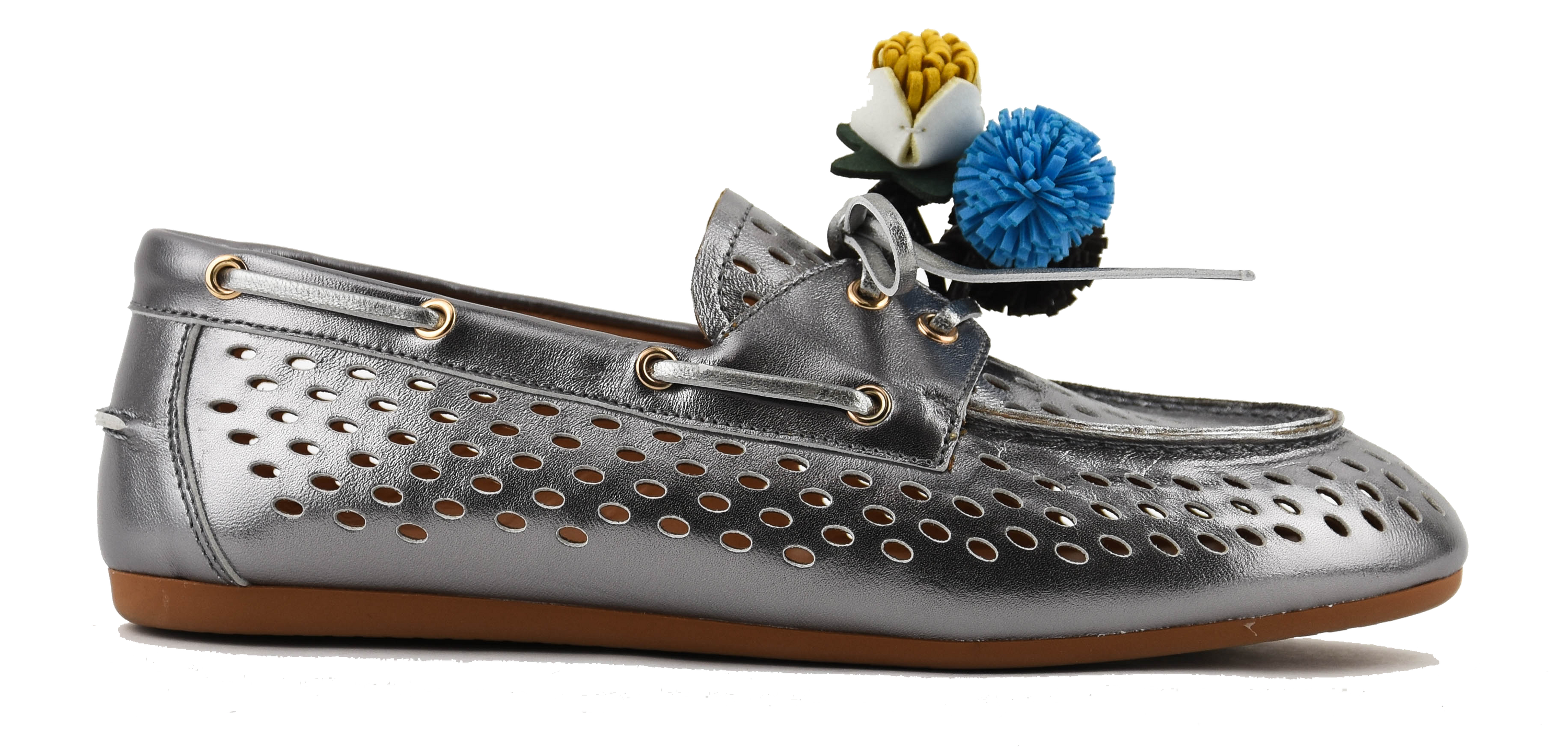 TORAL KARMEL LOAFER ARGENTO POMPOM