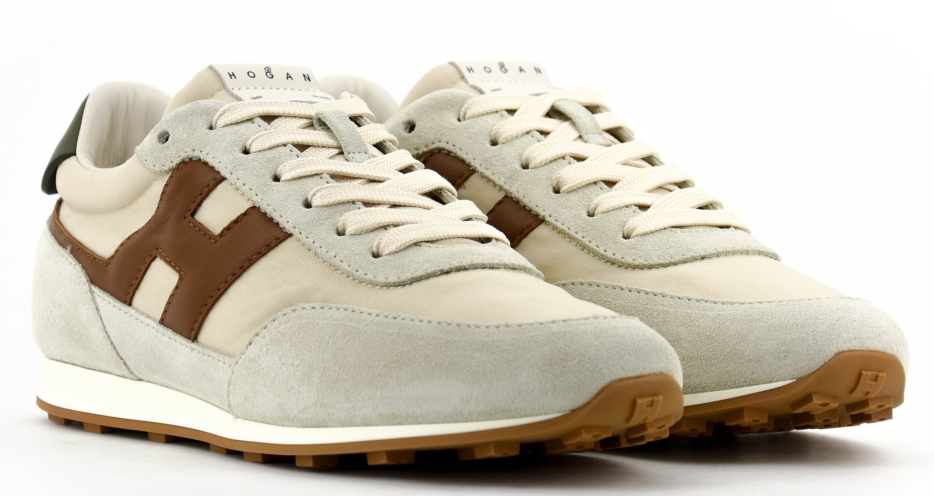 HOGAN ATHLETIC SNEAKER WHITE BROWN GREEN