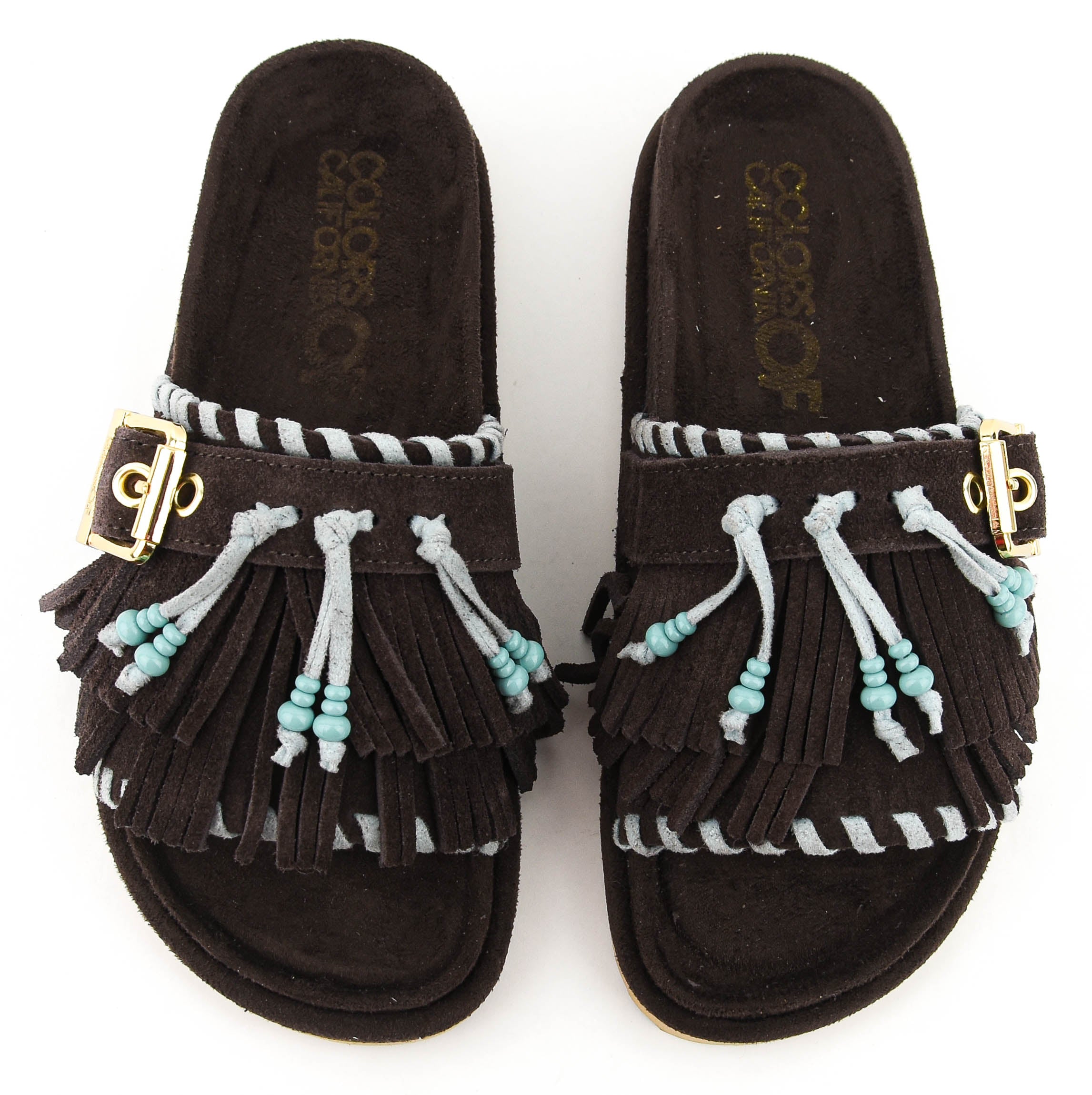 COLORS SANDAL FRANGES DARK BROWN