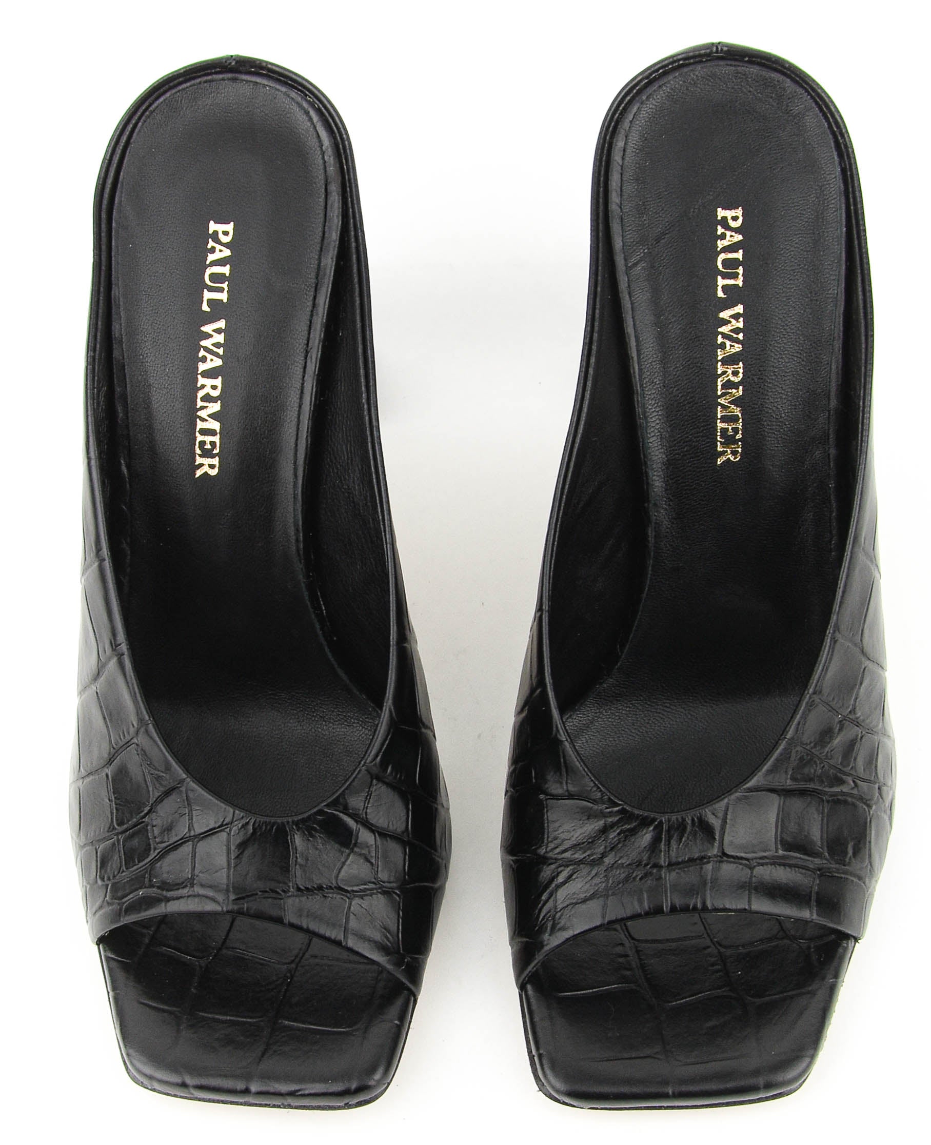 PAULWARMER LIVIA MULE BLACK CROC 95