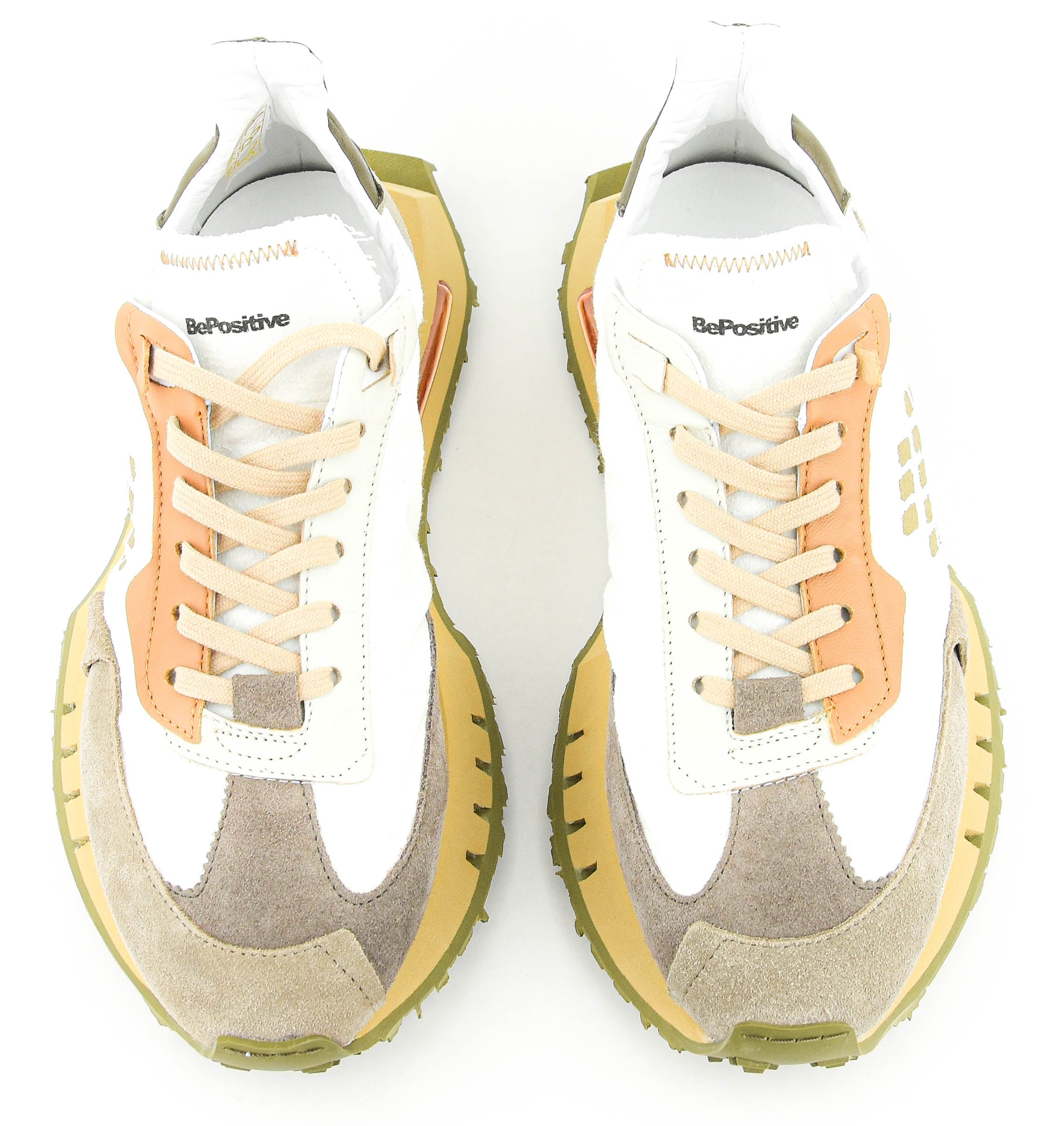 BE POSITIVE + RACE SNEAKER WHITE TAUPE
