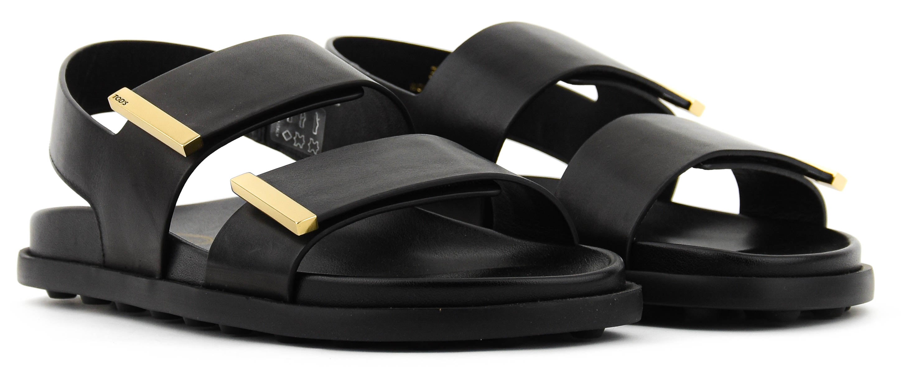 TODS TWO STRAP SANDAL BLACK