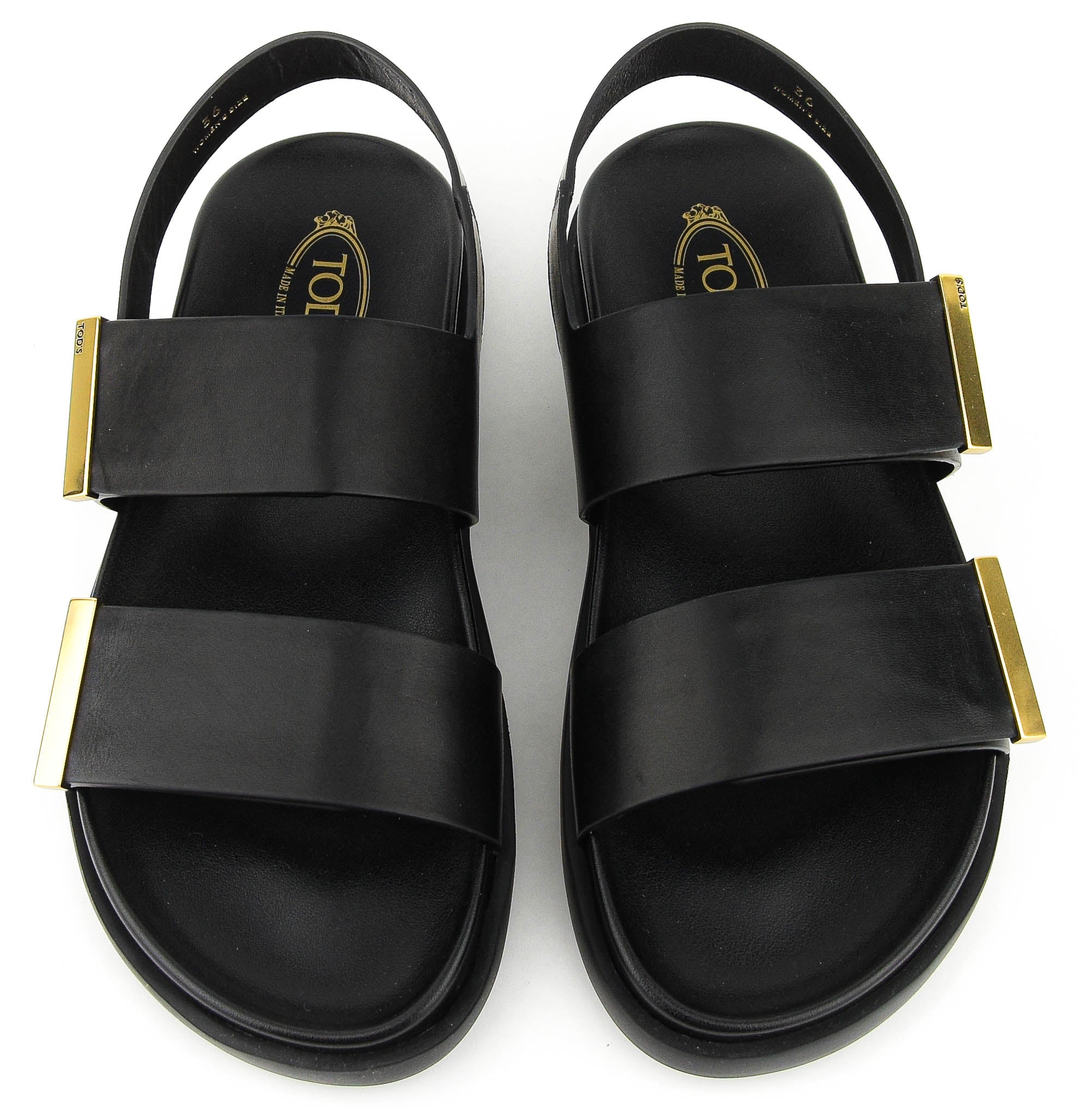 TODS TWO STRAP SANDAL BLACK