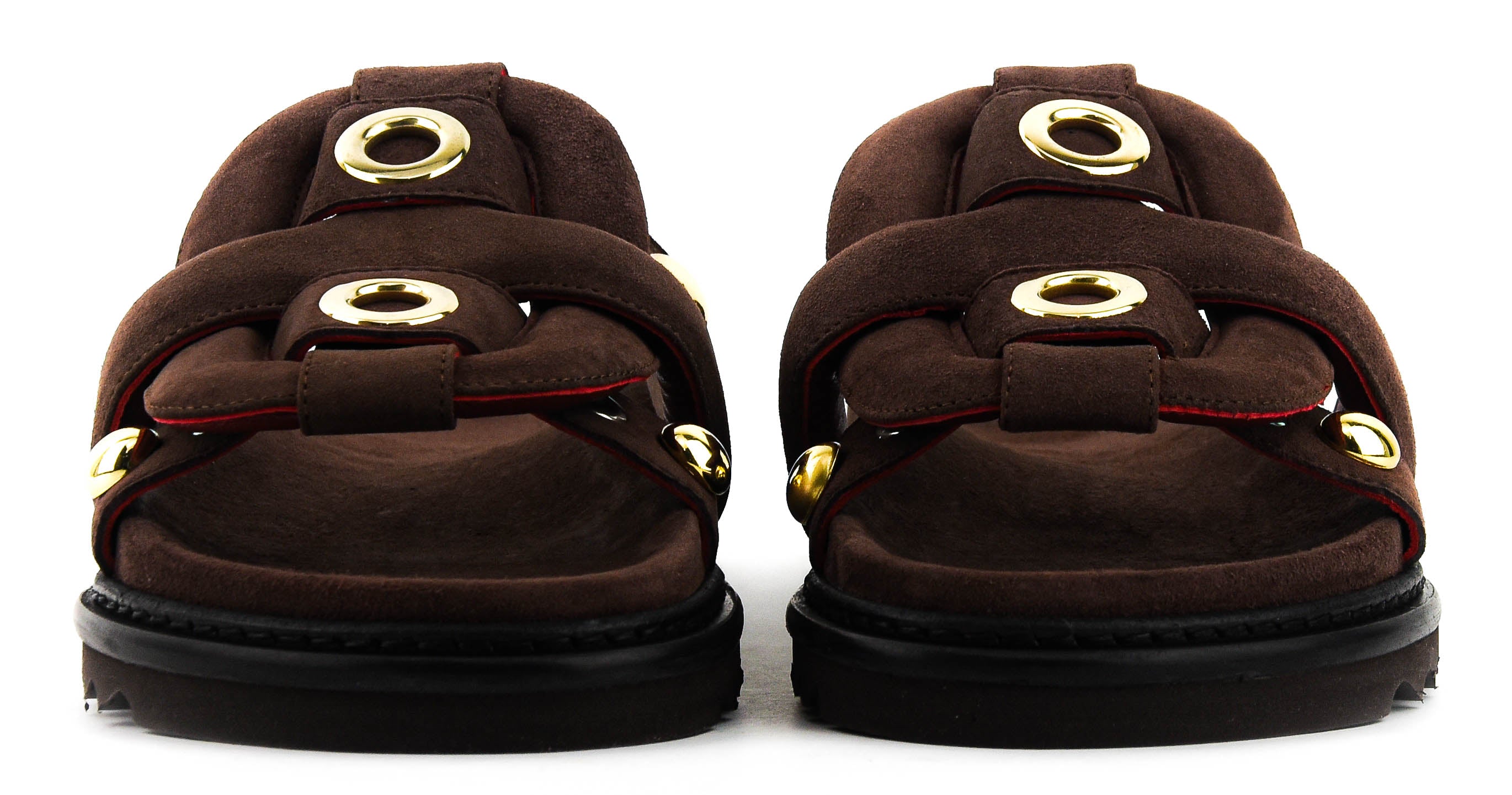 MOROBE EMILIA SANDAL BROWN SUEDE RIVETS