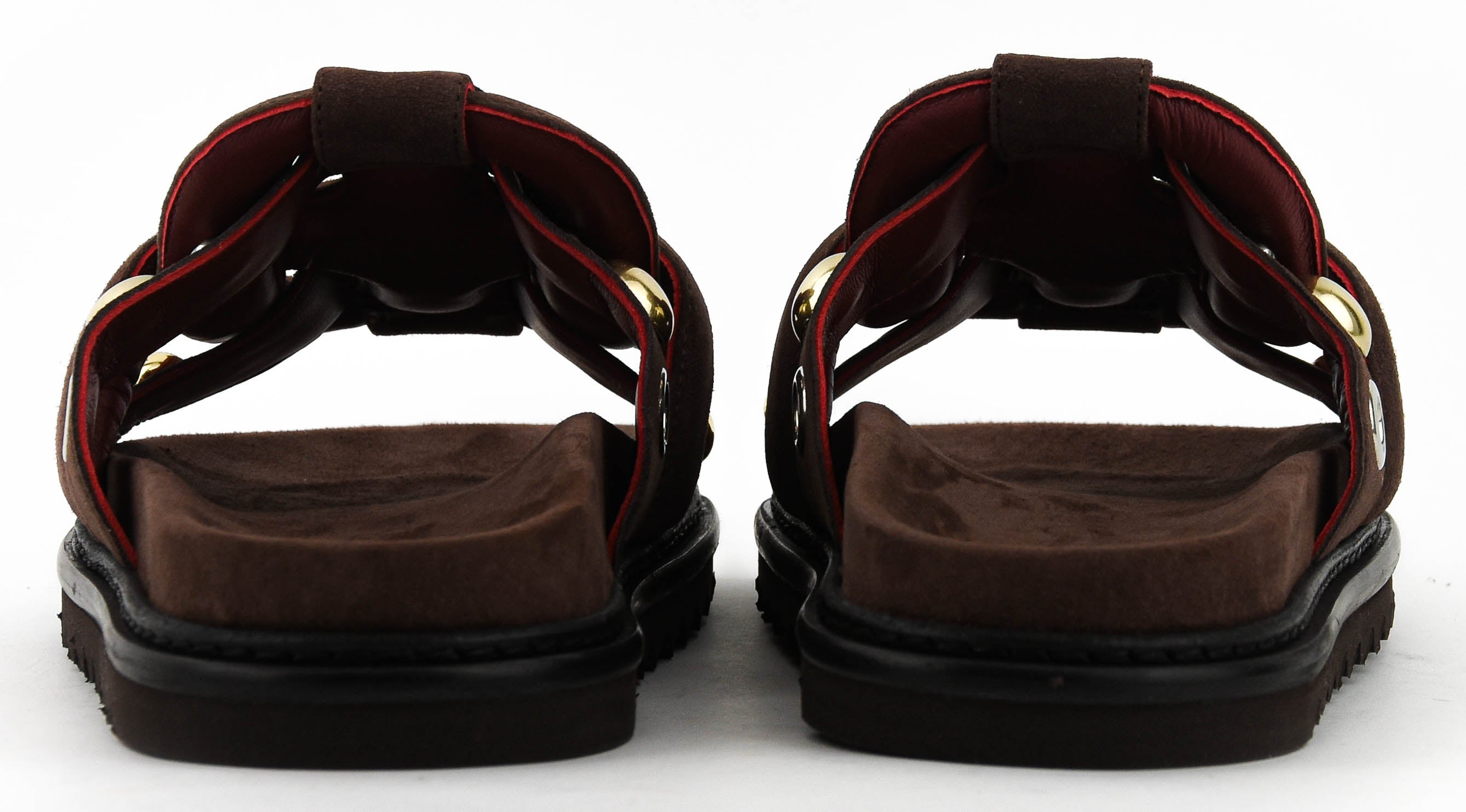 MOROBE EMILIA SANDAL BROWN SUEDE RIVETS