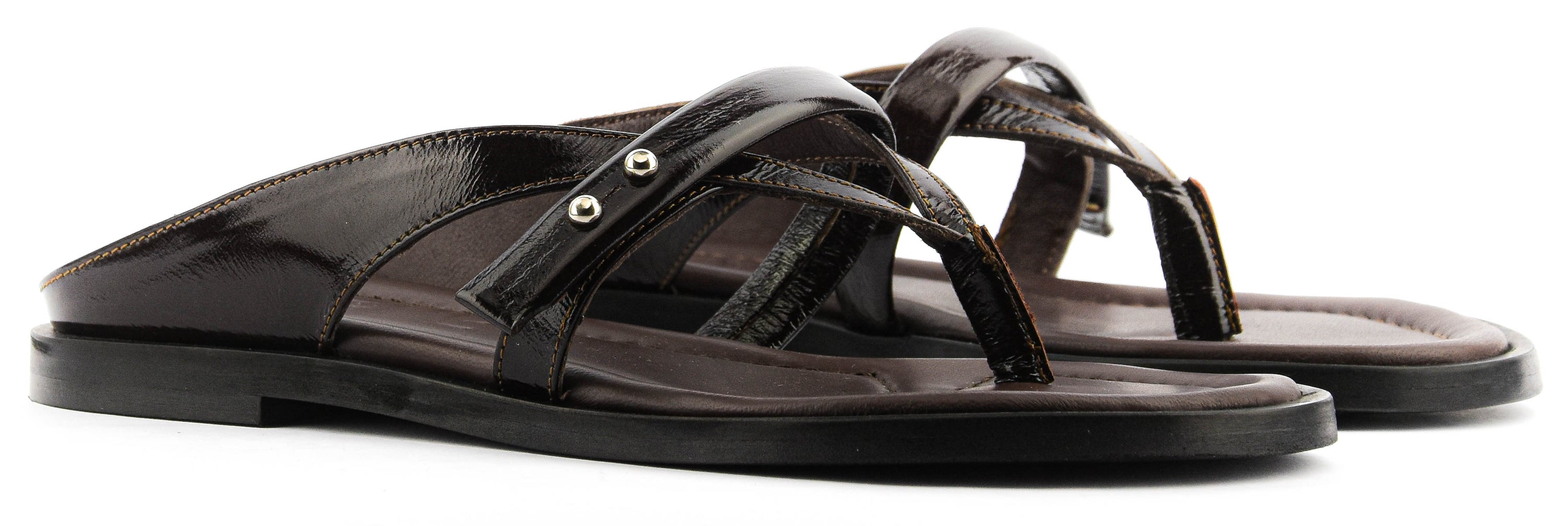 POEVE SANDAL THONG DARK BROWN