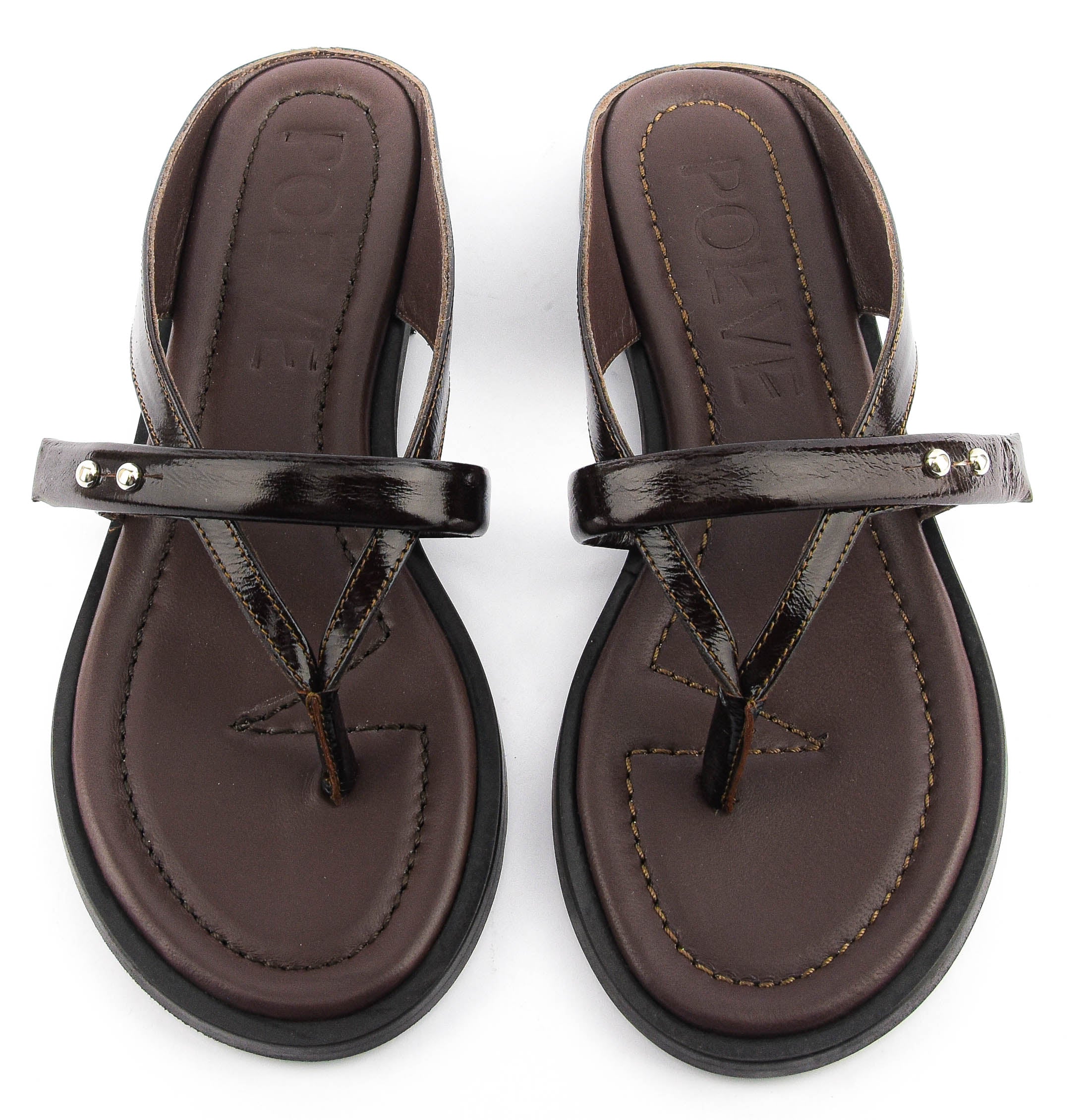 POEVE SANDAL THONG DARK BROWN