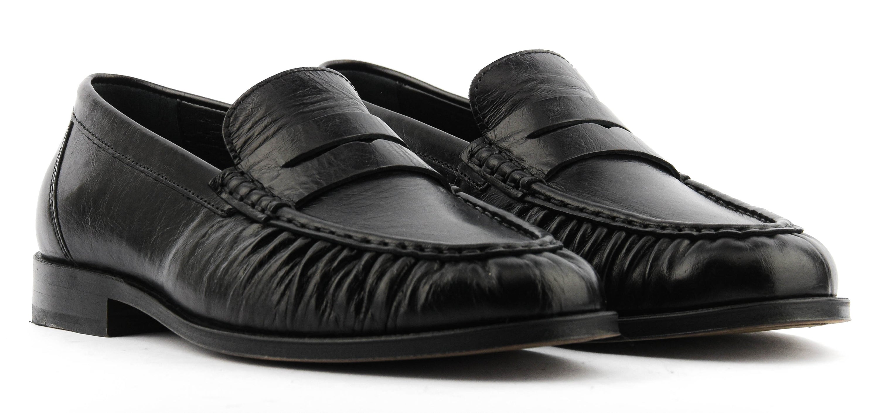 POSA PENNY LOAFER WRINKLE BLACK
