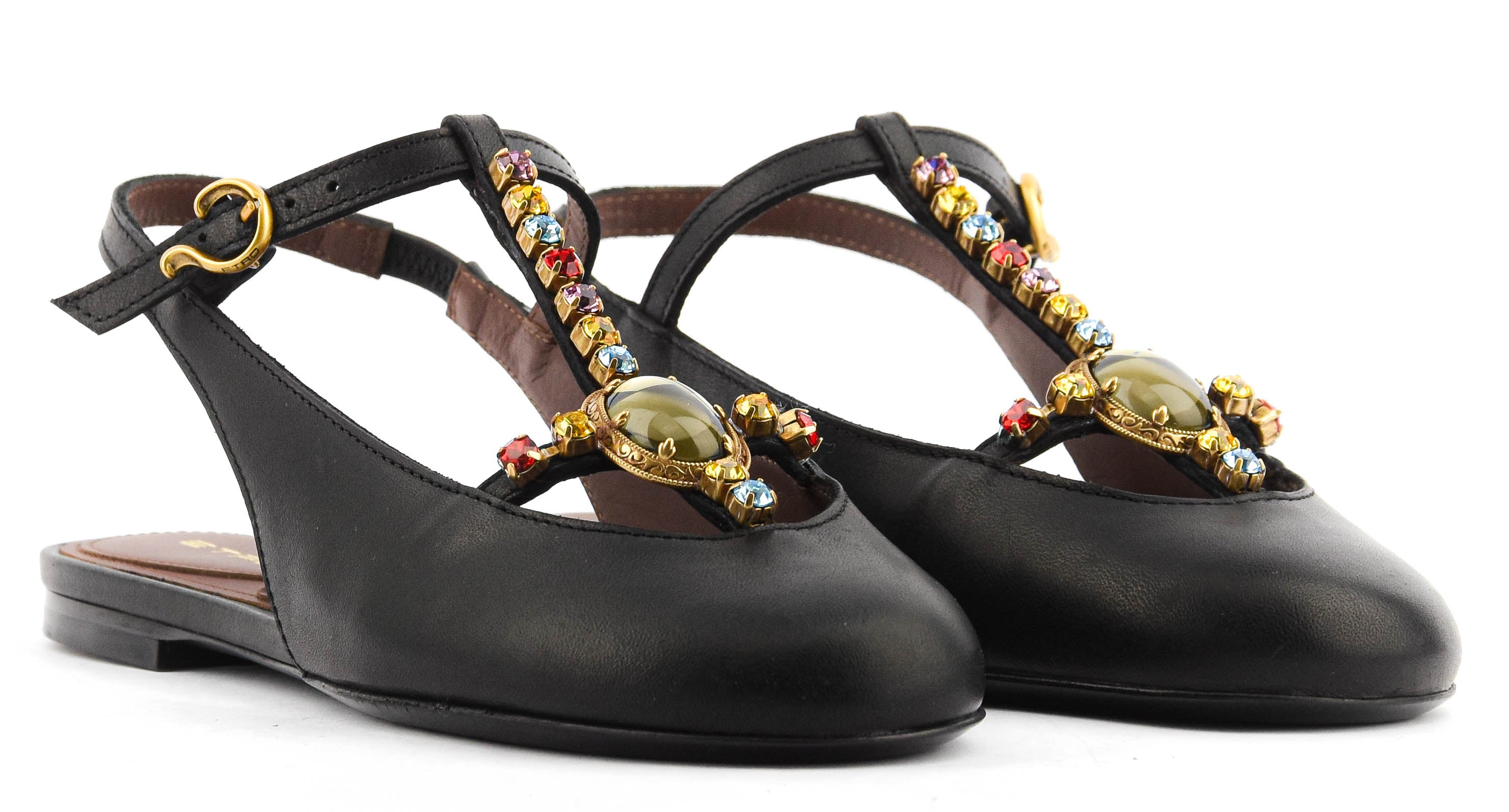 ETRO T-BAR SLINGBACK BALLERINA BLACK