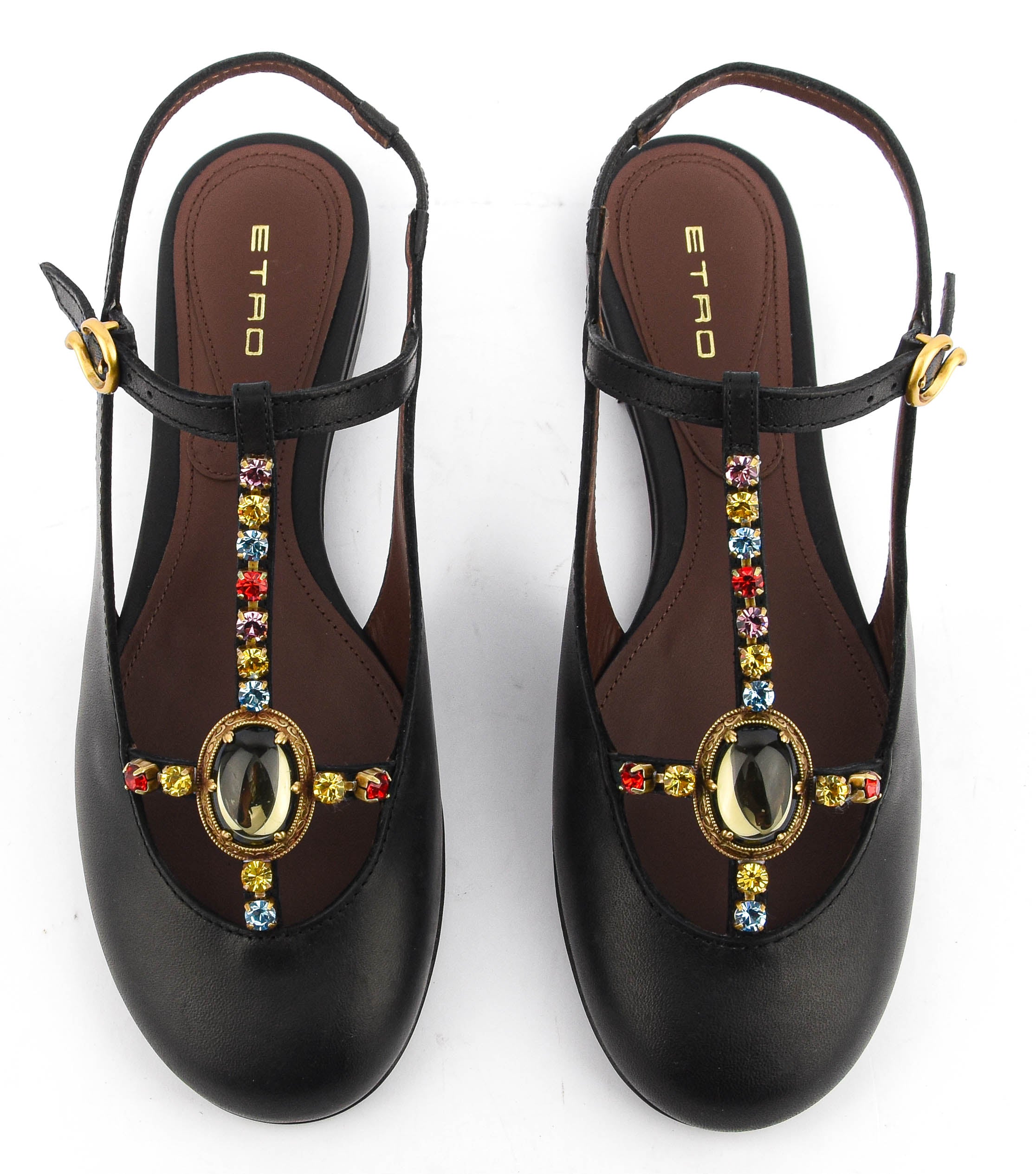 ETRO T-BAR SLINGBACK BALLERINA BLACK