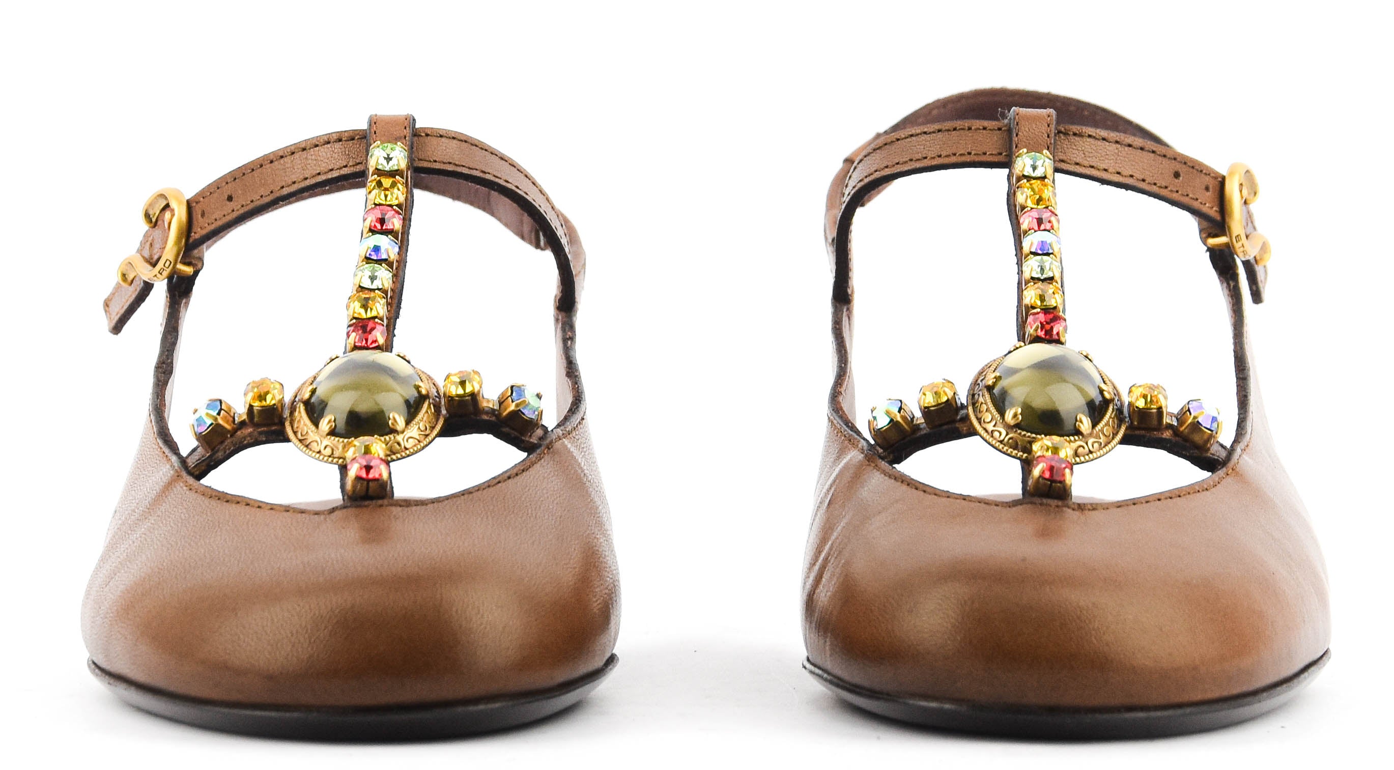 ETRO T-BAR SLINGBACK BALLERINA BRWON