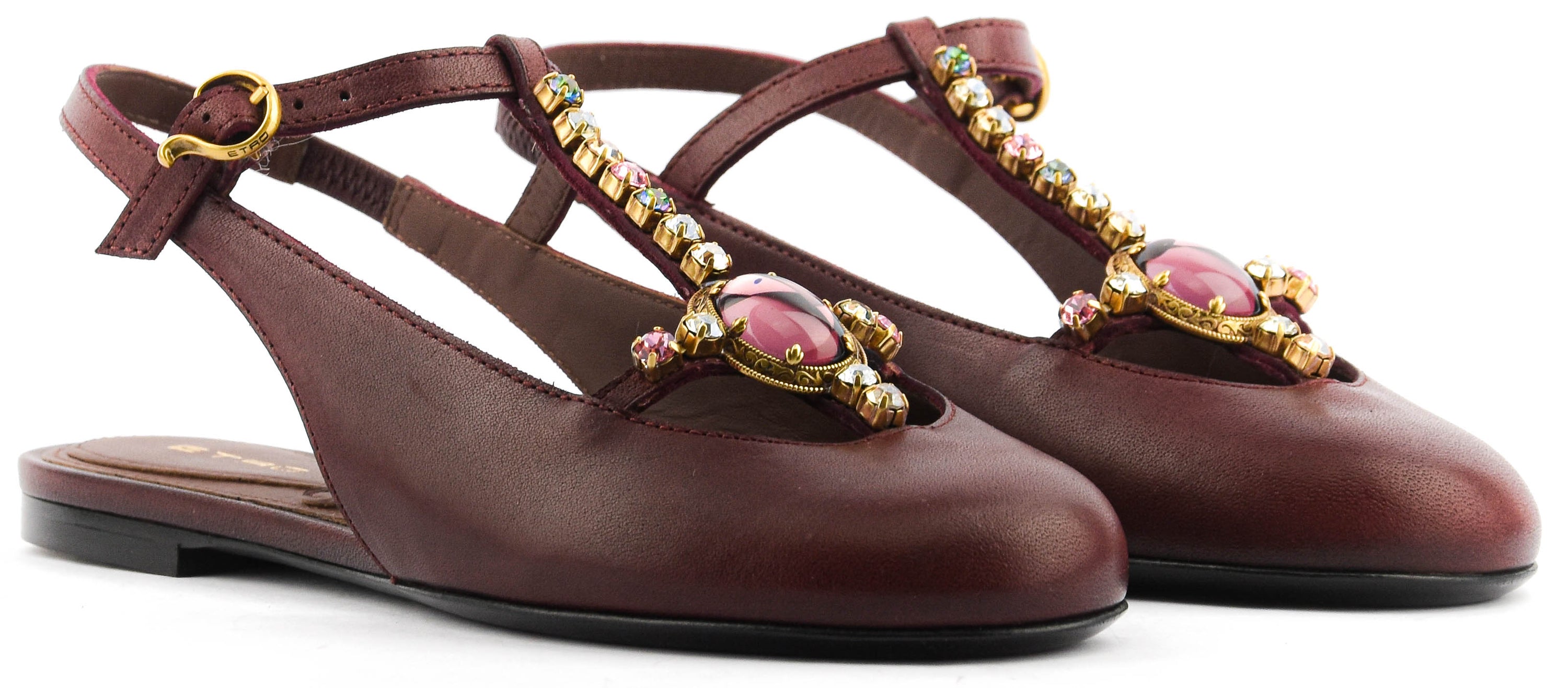 ETRO T-BAR SLINGBACK BALLERINA BORDEAUX
