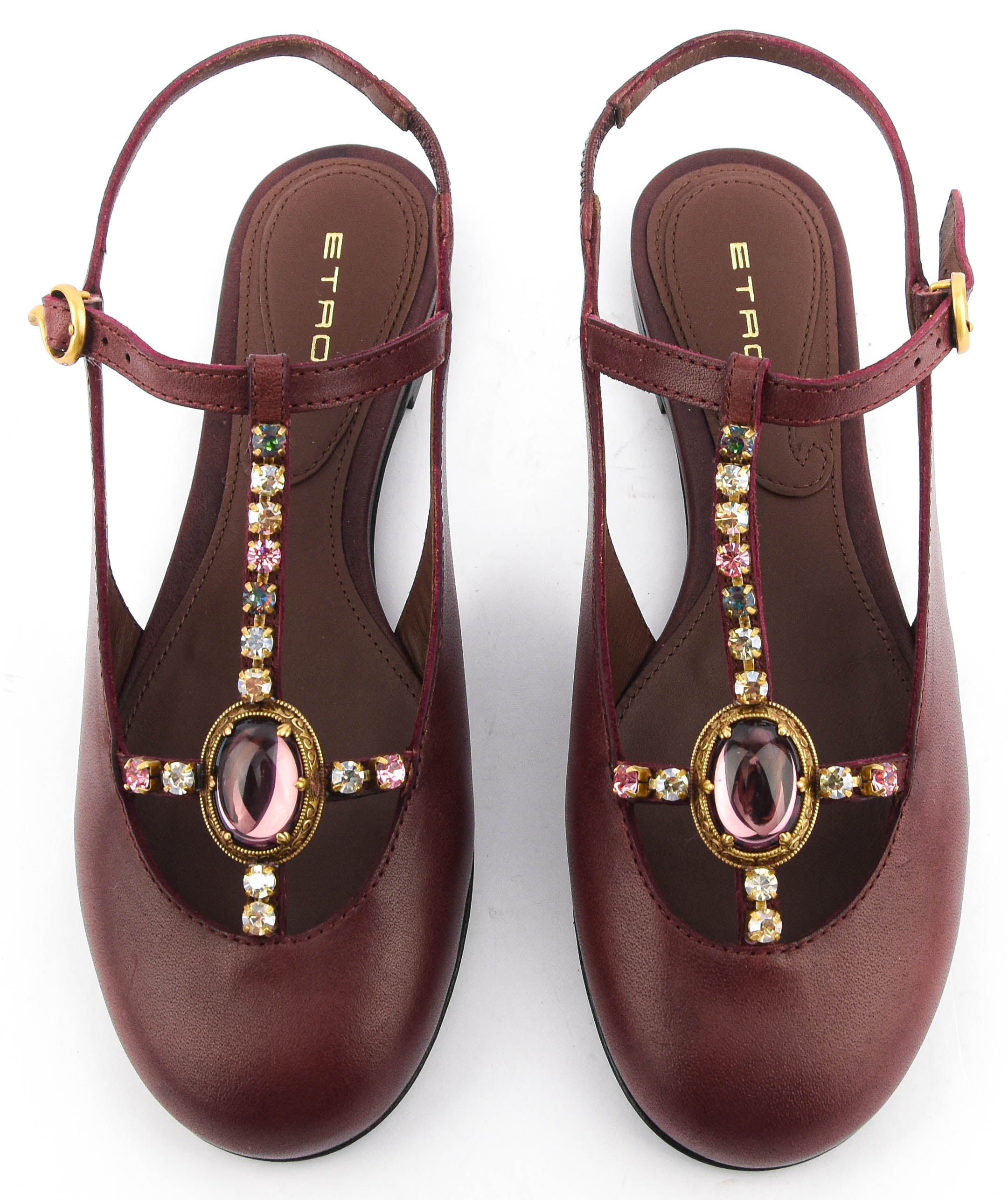 ETRO T-BAR SLINGBACK BALLERINA BORDEAUX