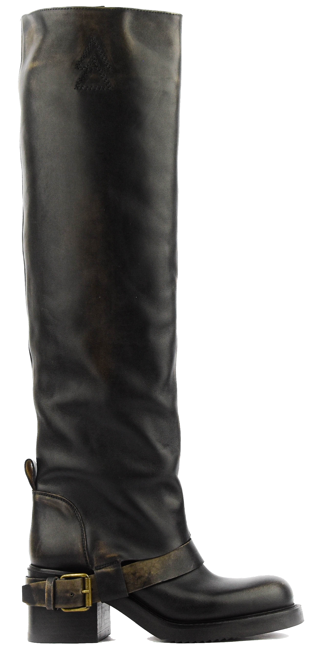 ELENA IACHI HOODED BIKER VINTAGE BLACK BROWN