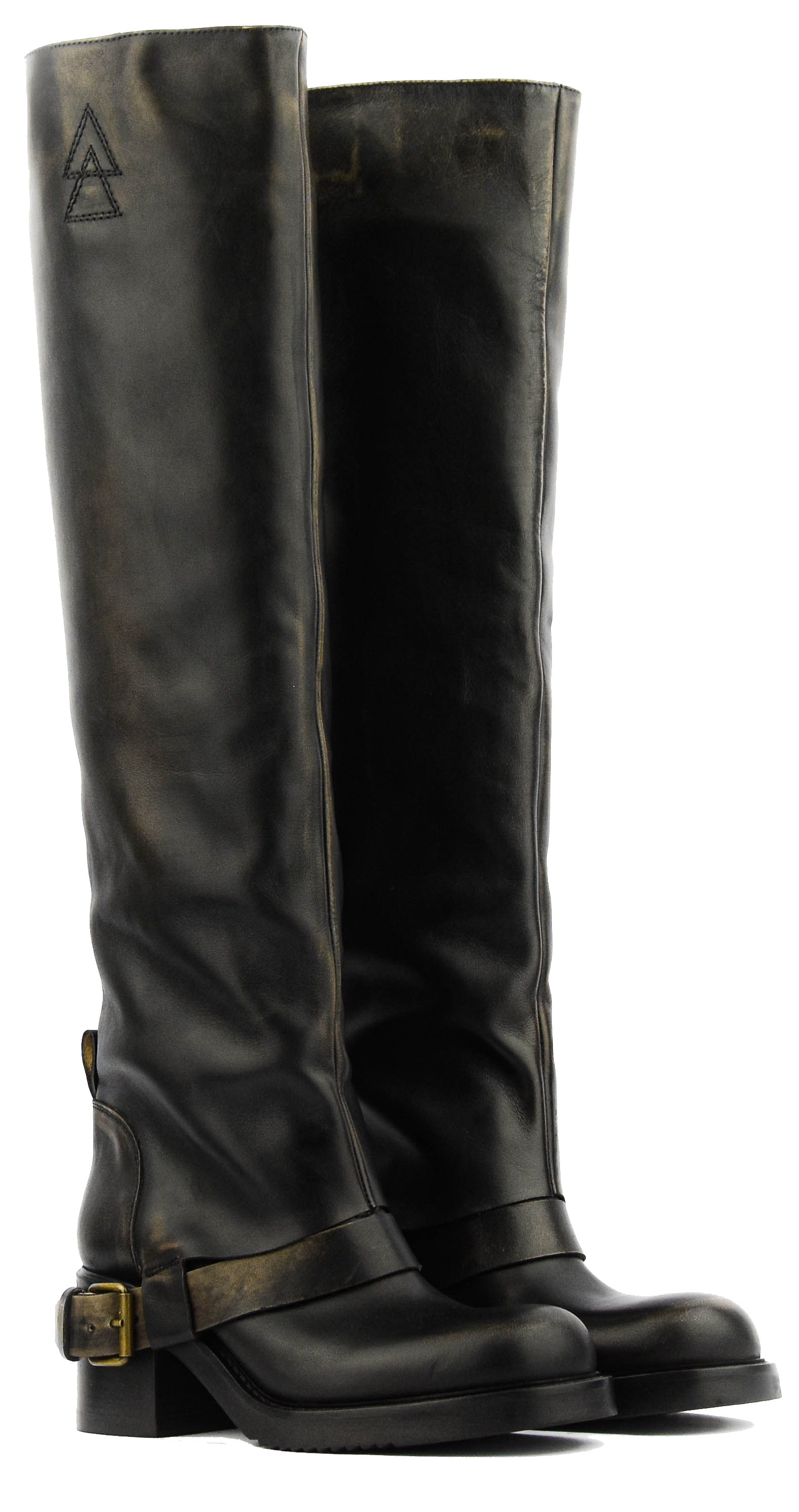 ELENA IACHI HOODED BIKER VINTAGE BLACK BROWN