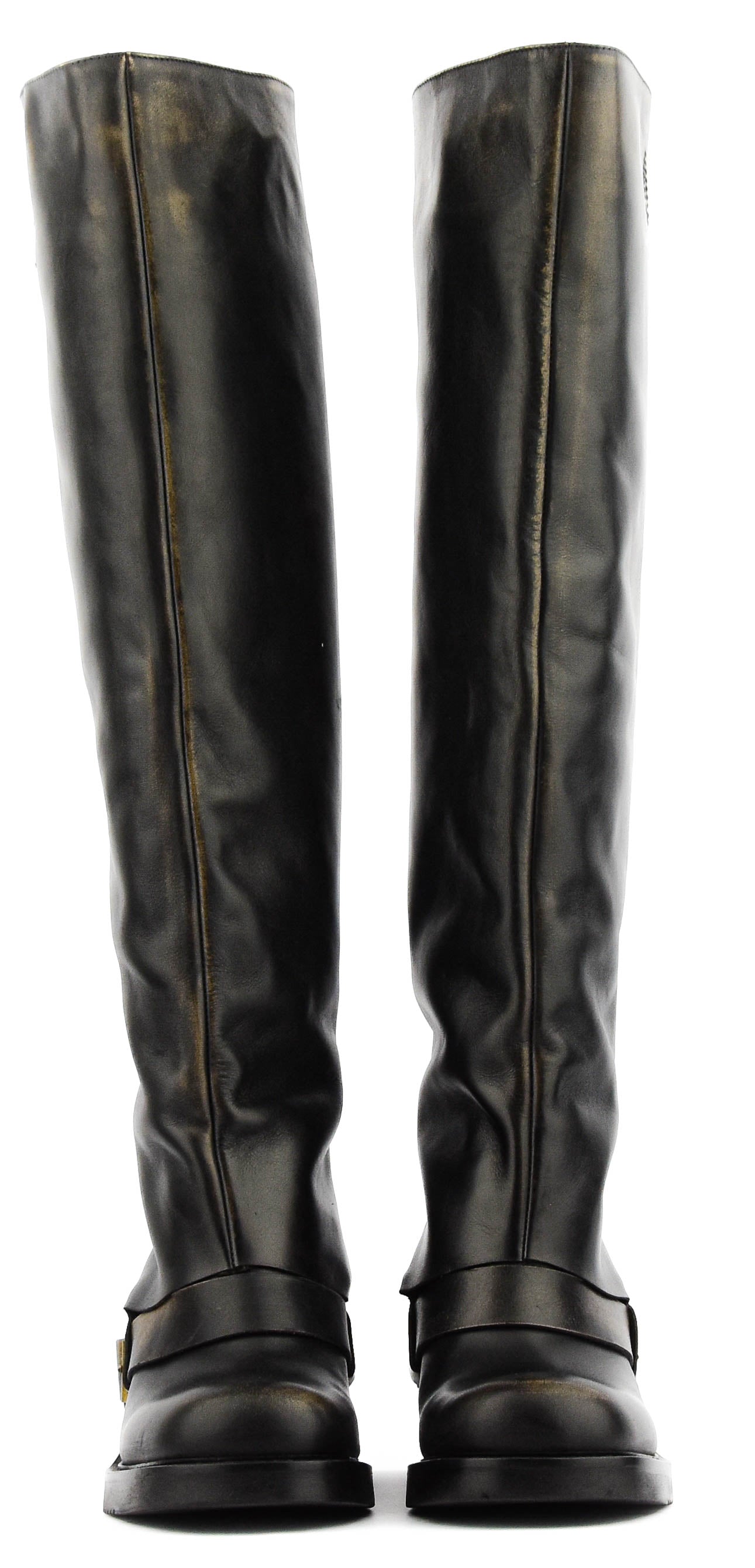 ELENA IACHI HOODED BIKER VINTAGE BLACK BROWN