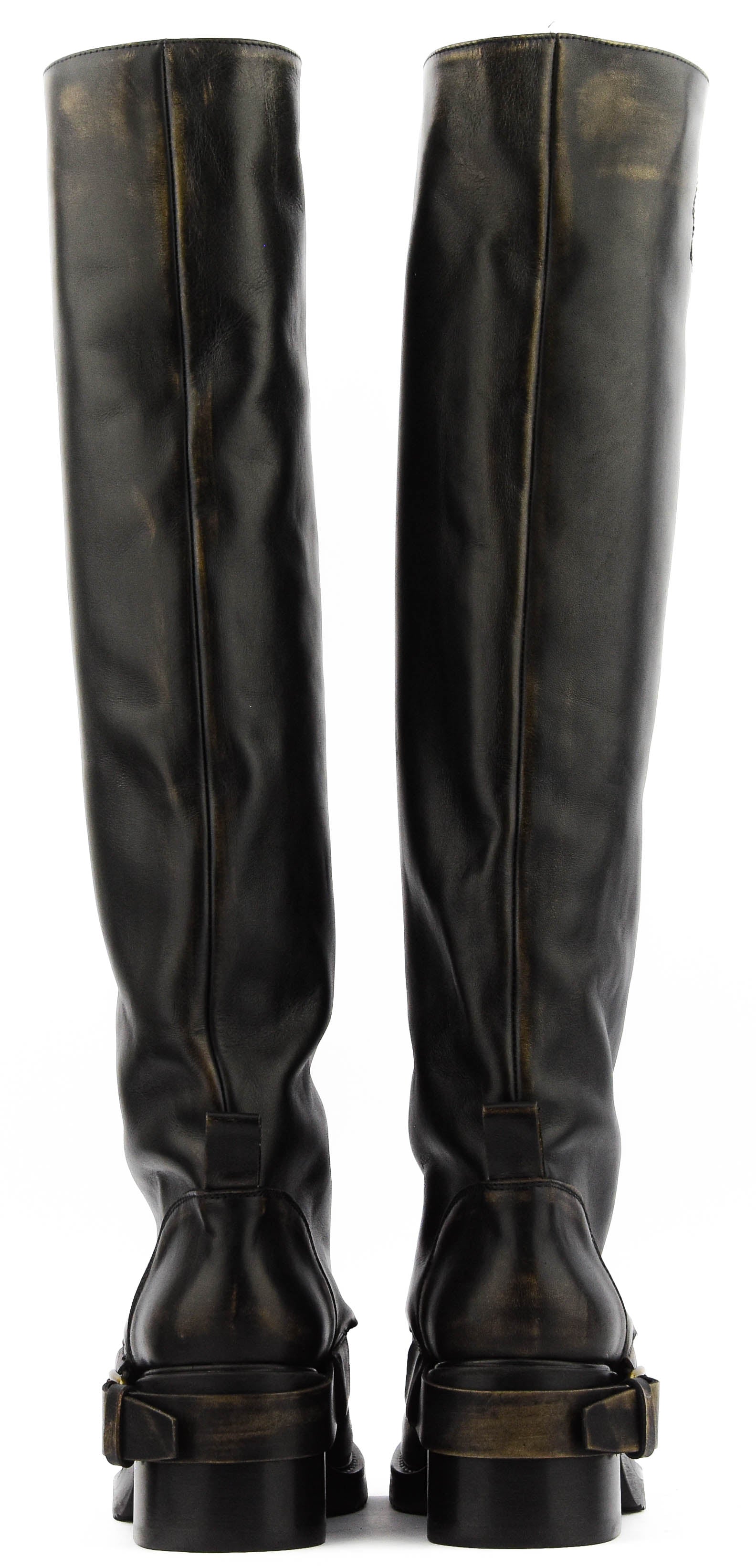 ELENA IACHI HOODED BIKER VINTAGE BLACK BROWN