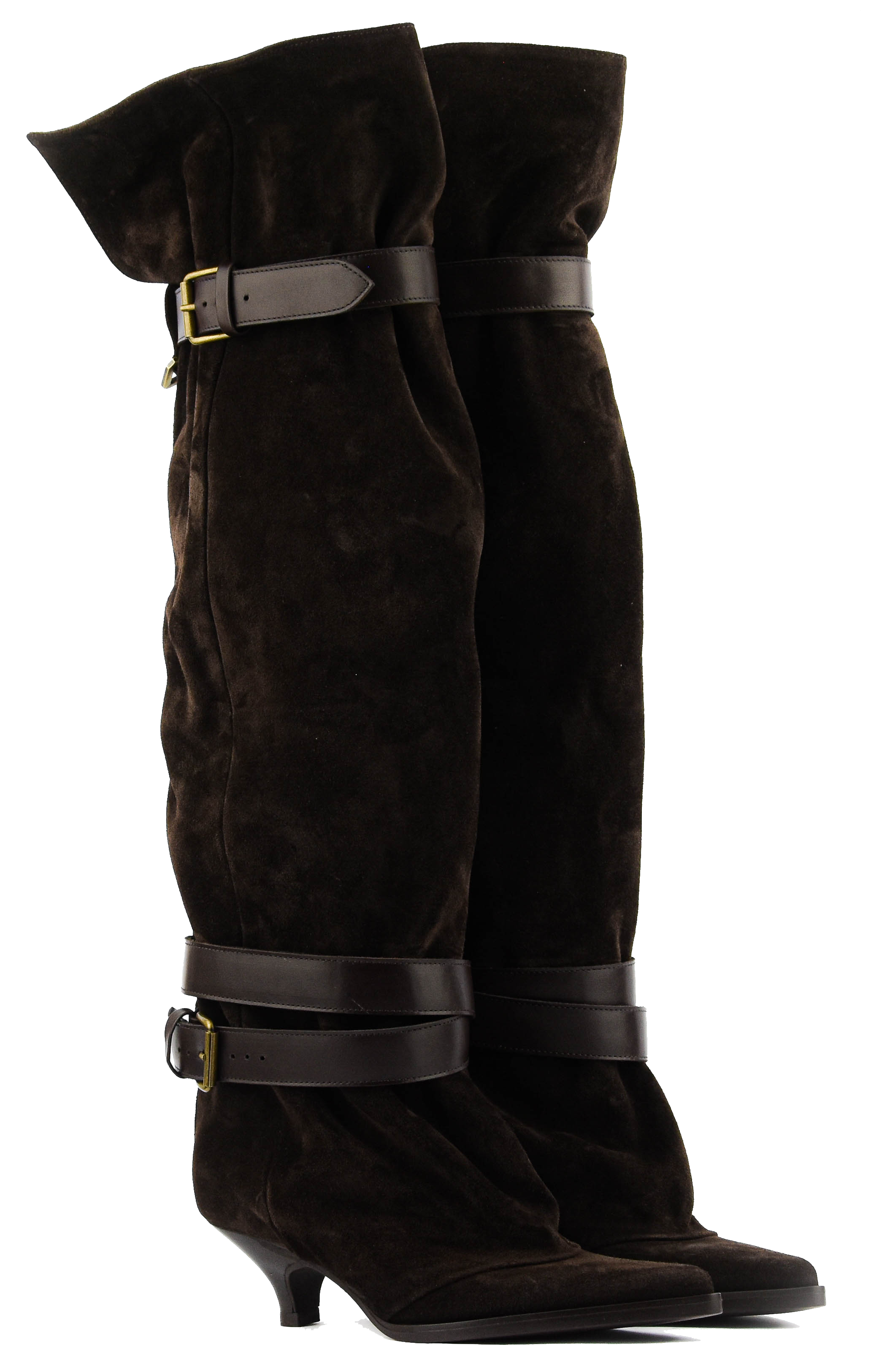 ELENA IACHI 2 BUCKLE SLOUCHY BOOT QUEENIE BROWN