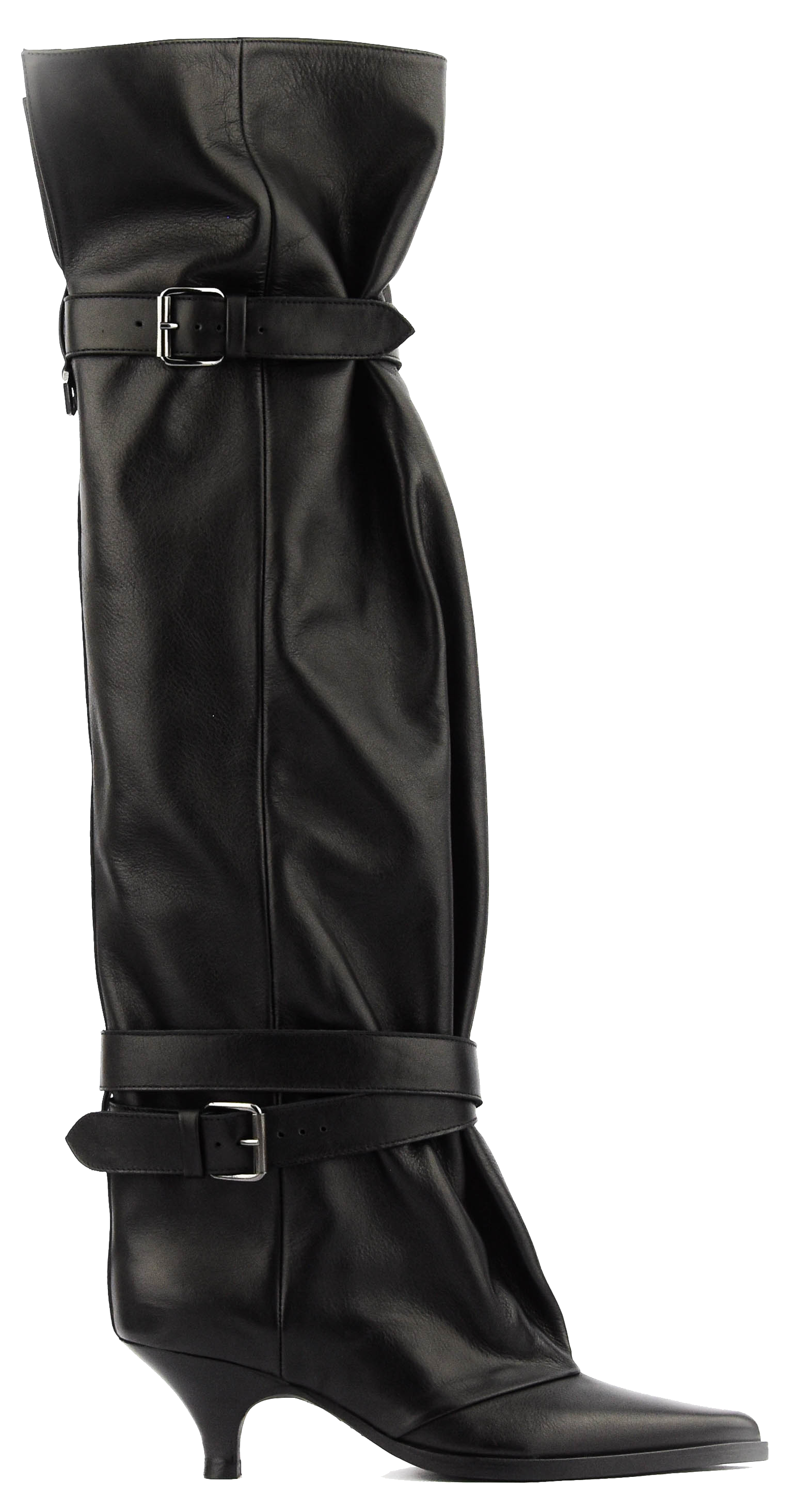 ELENA IACHI 2 BUCKLE SLOUCHY BOOT QUEENIE BLACK