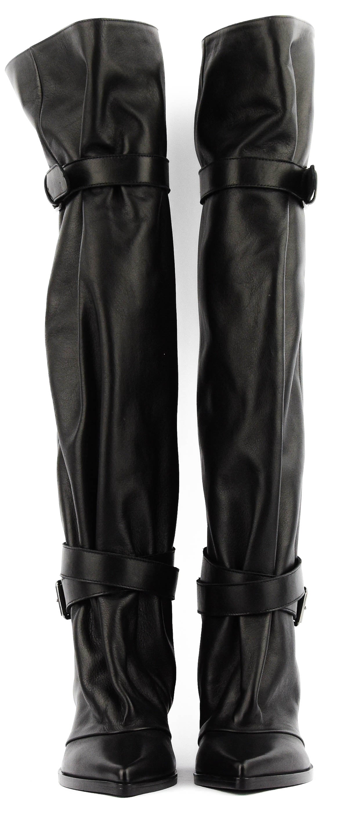 ELENA IACHI 2 BUCKLE SLOUCHY BOOT QUEENIE BLACK