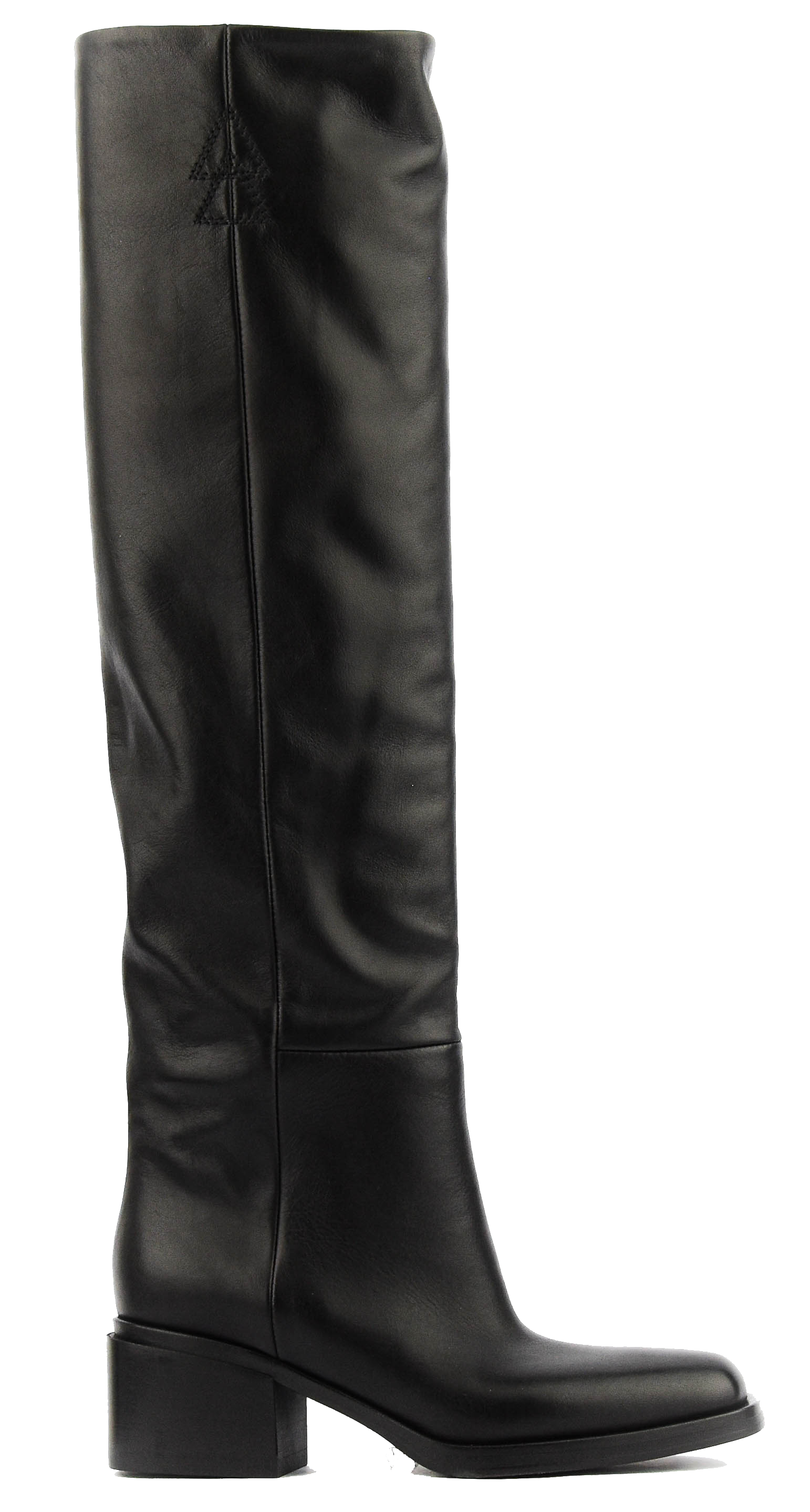 ELENA IACHI SQUARE LONG BOOT BLACK LEATHER