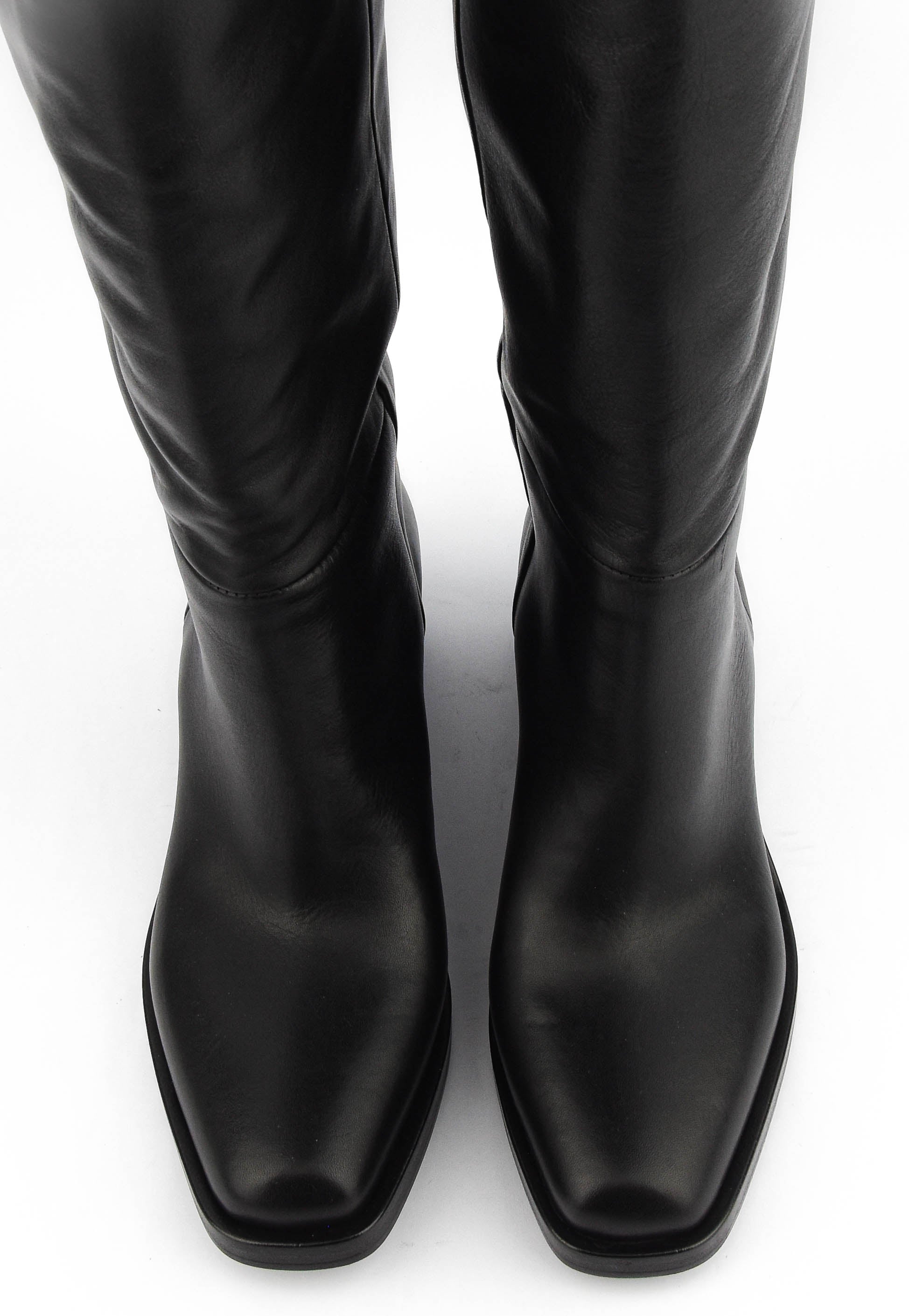 ELENA IACHI SQUARE LONG BOOT BLACK LEATHER