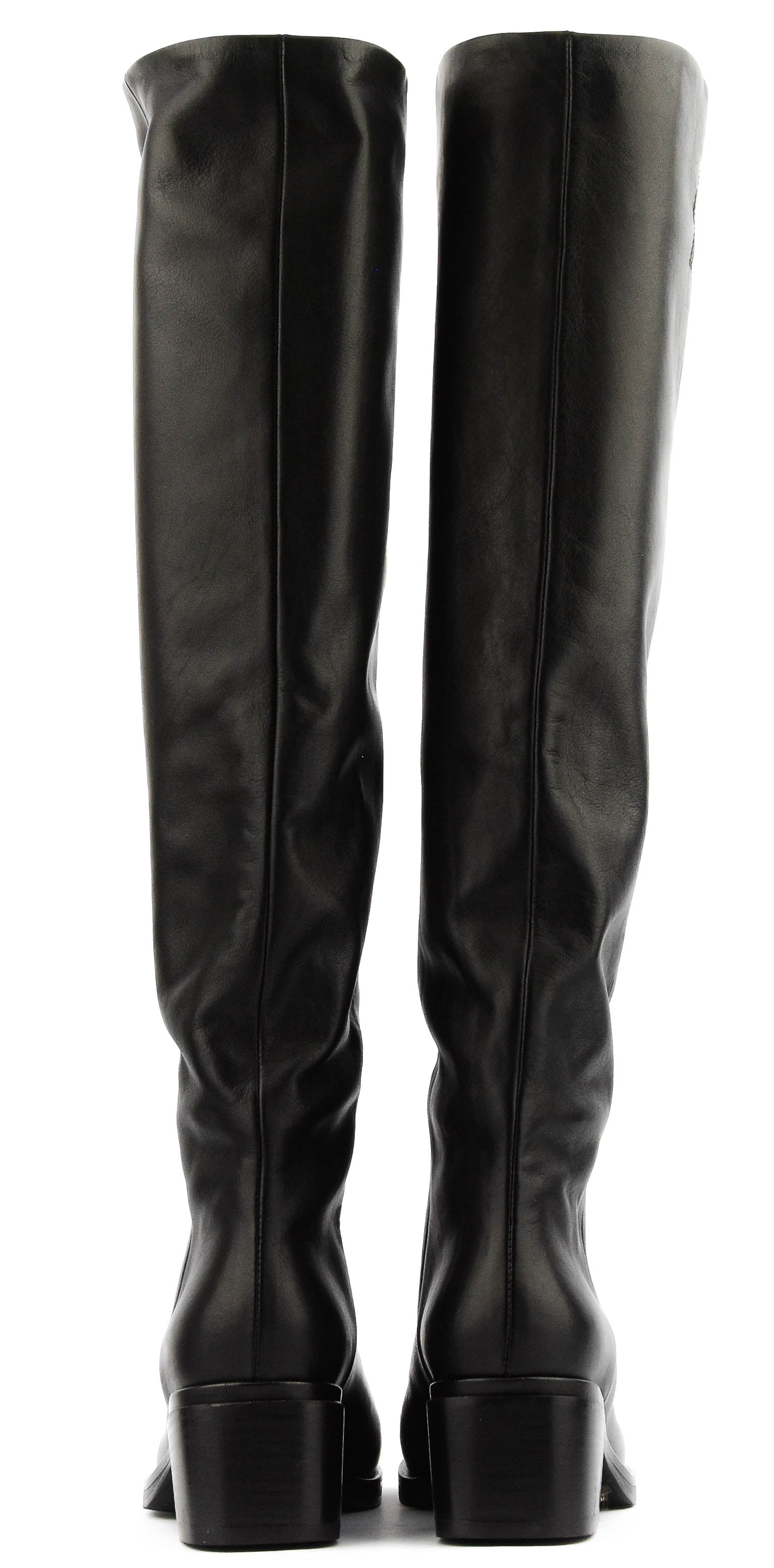 ELENA IACHI SQUARE LONG BOOT BLACK LEATHER