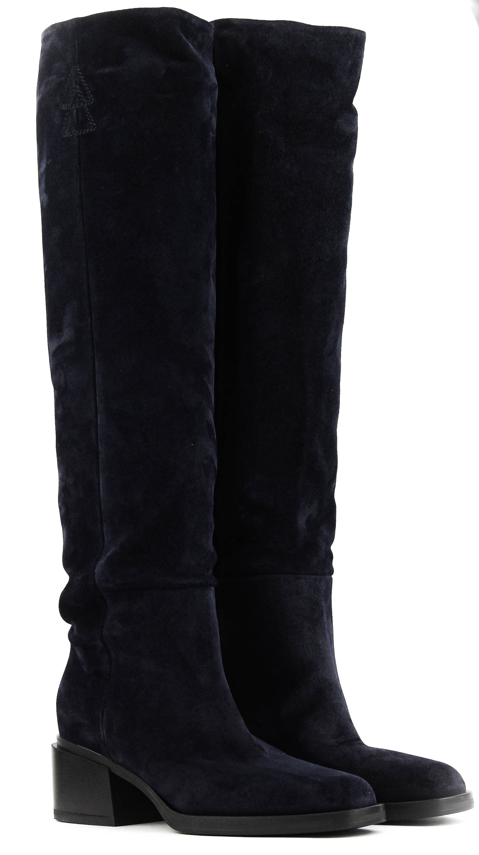 ELENA IACHI SQUARE LONG BOOT BLUE SUEDE