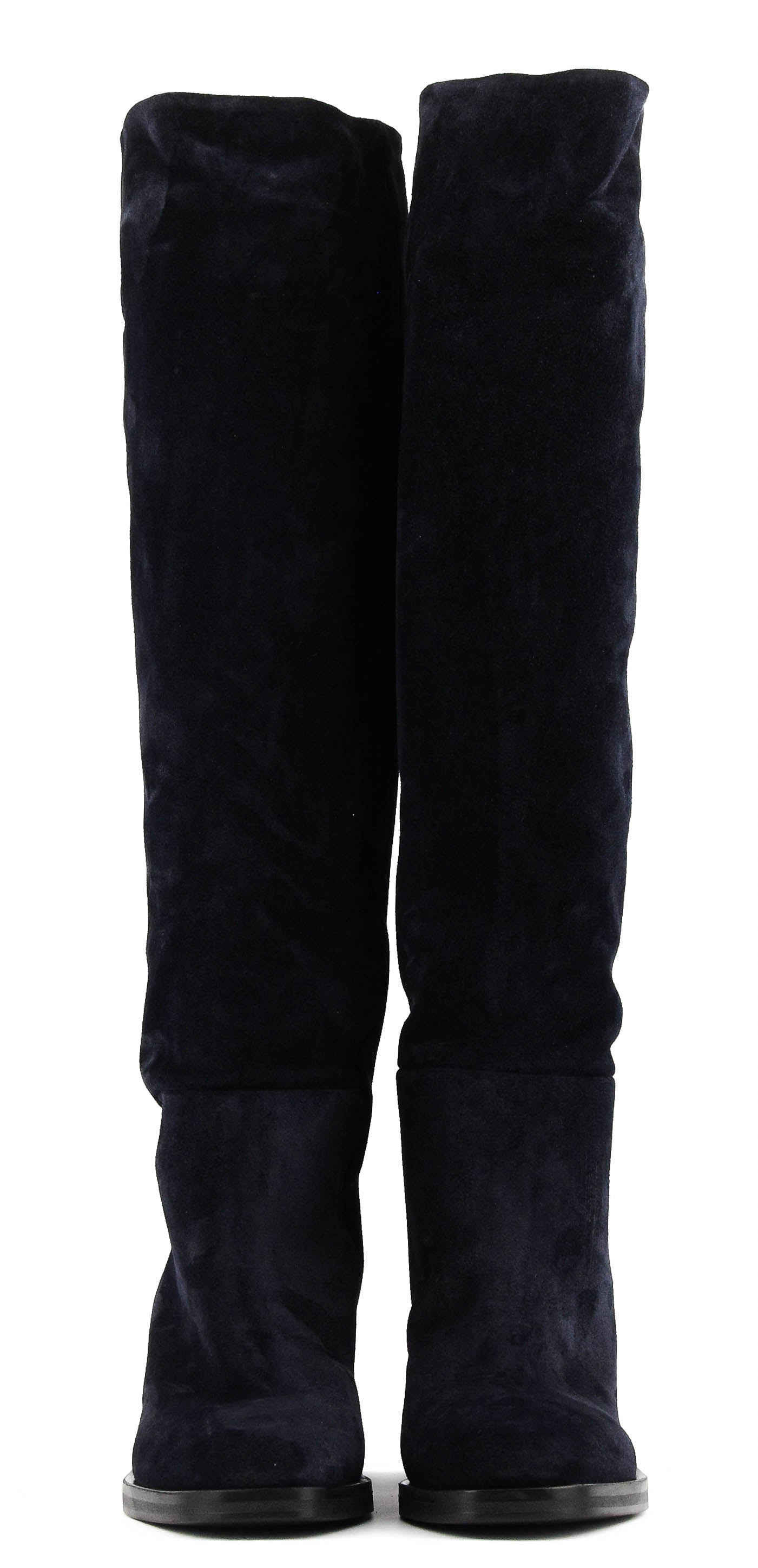 ELENA IACHI SQUARE LONG BOOT BLUE SUEDE