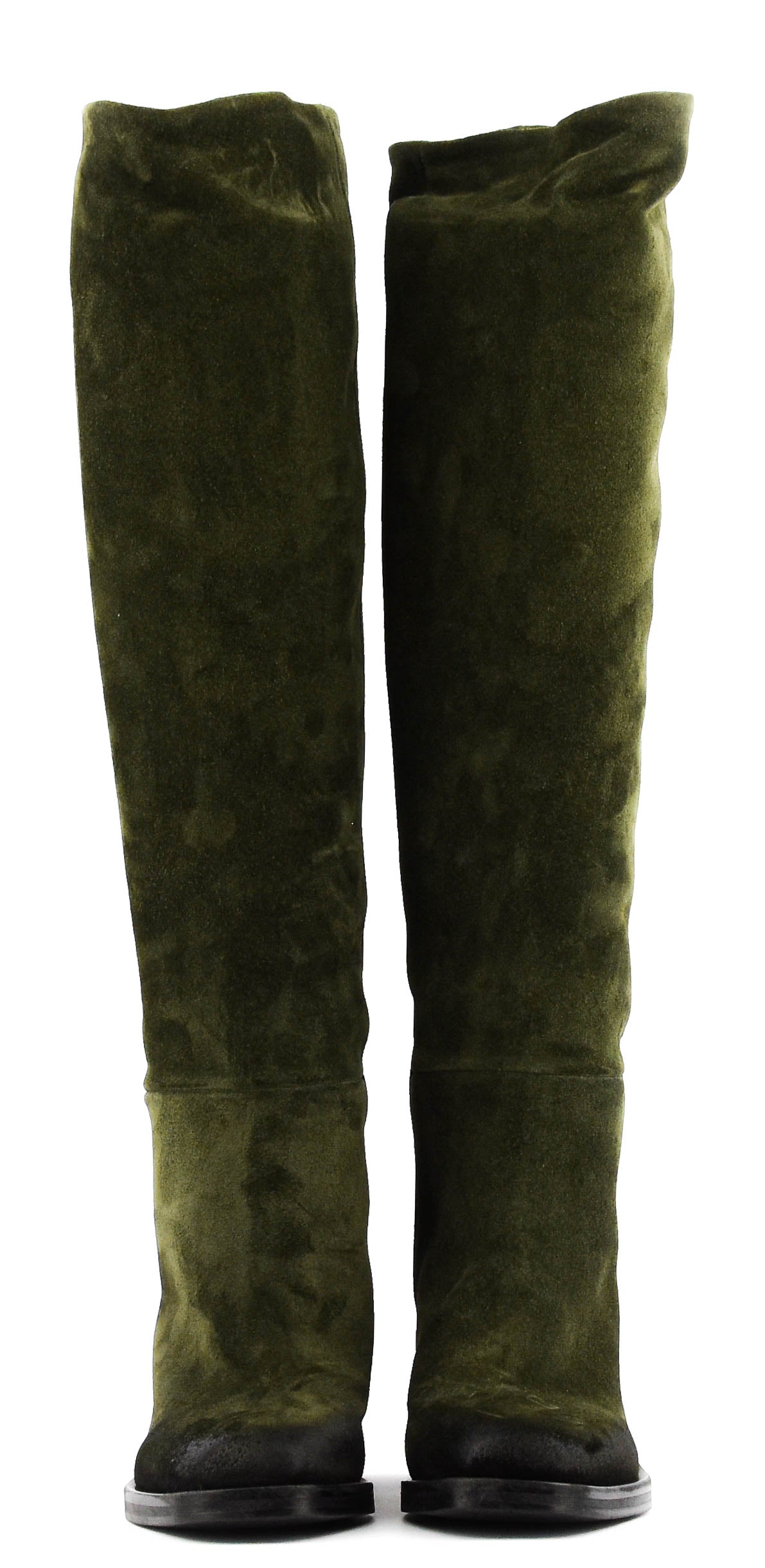ELENA IACHI SQUARE LONG BOOT GREEN SUEDE
