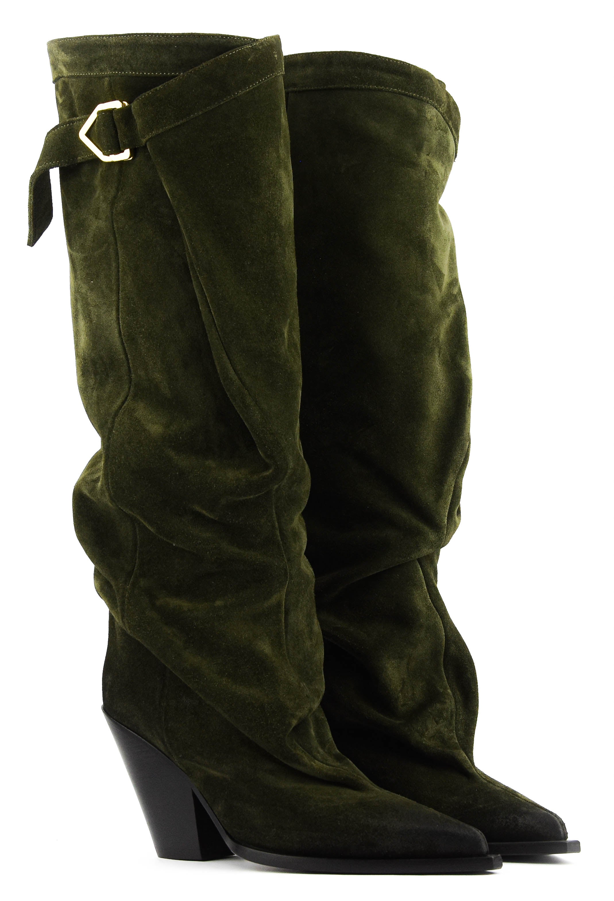 ELENA IACHI SLOUCHY DREAM GREEN SUEDE