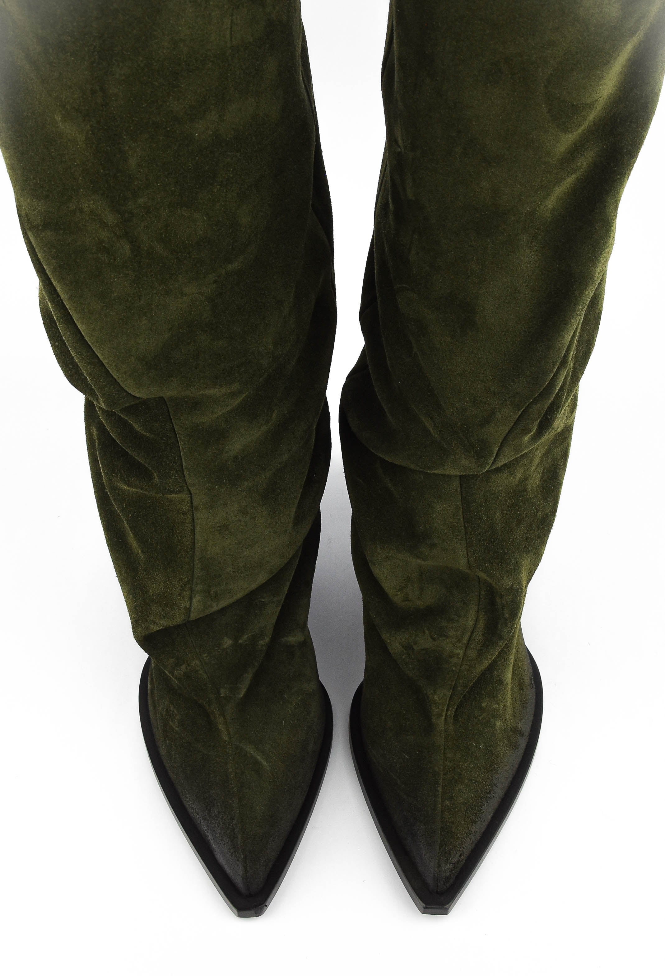 ELENA IACHI SLOUCHY DREAM GREEN SUEDE