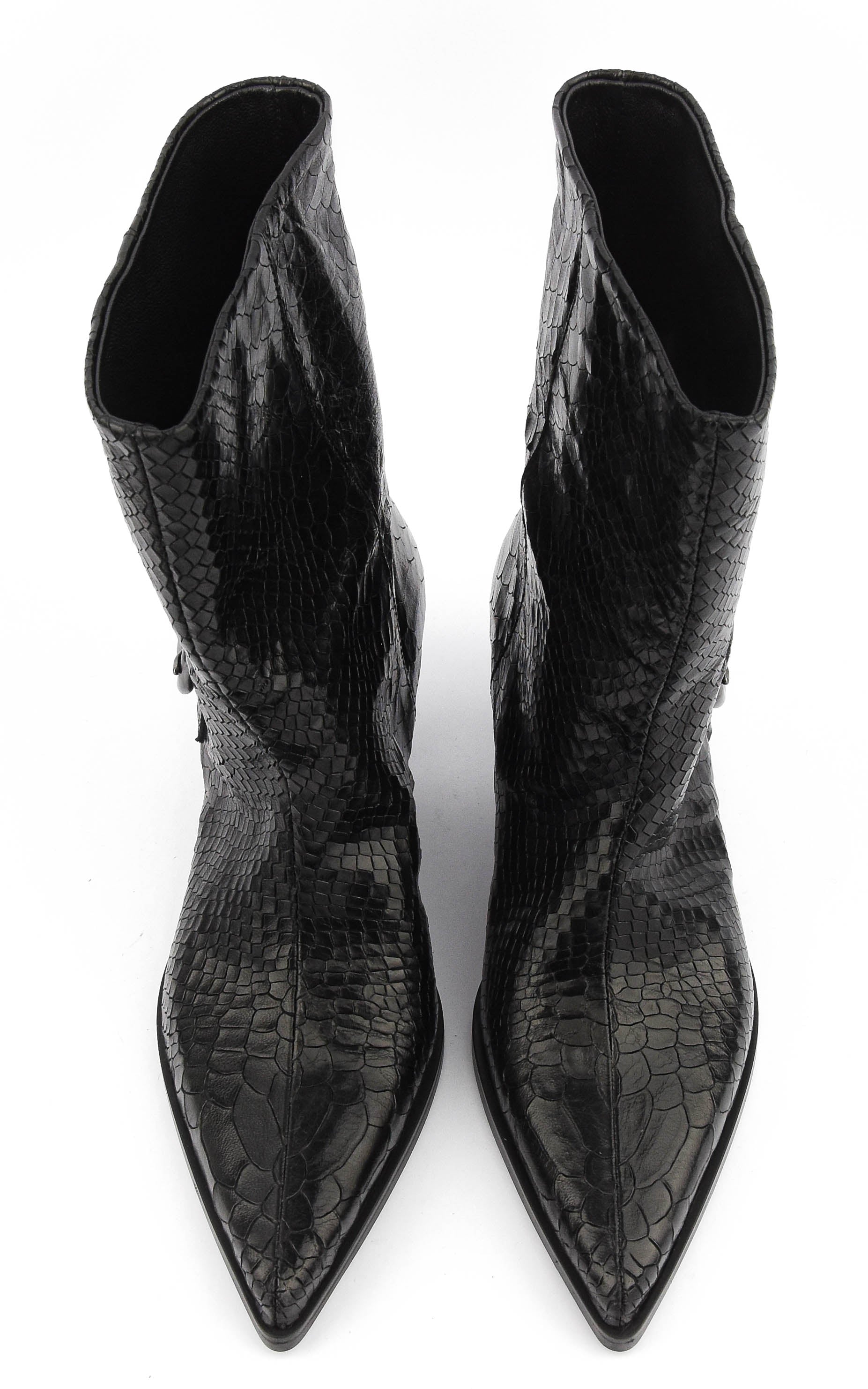 ELENA IACHI MULTI BUCKLE BOOTIE BLACK SNAKE