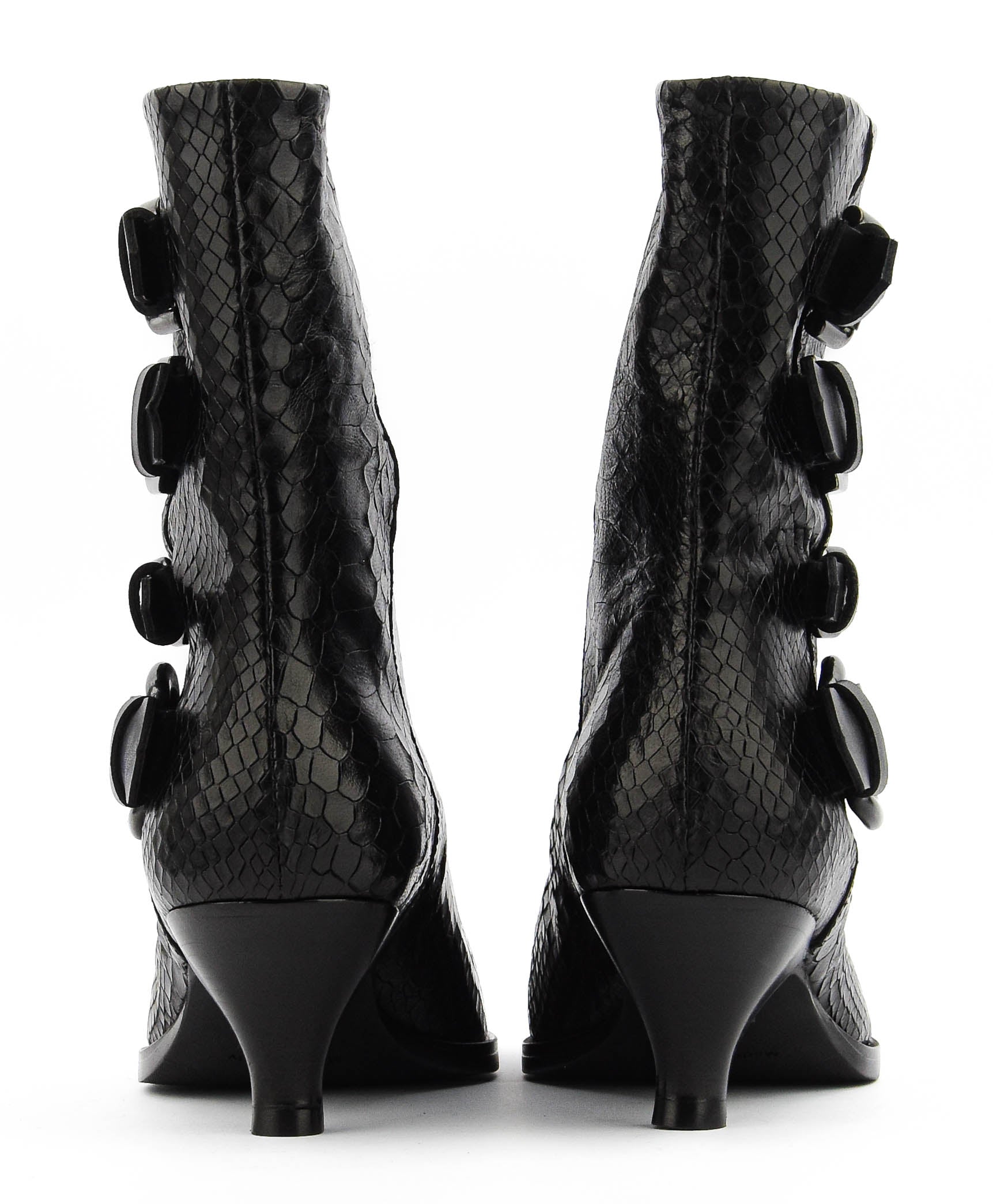 ELENA IACHI MULTI BUCKLE BOOTIE BLACK SNAKE
