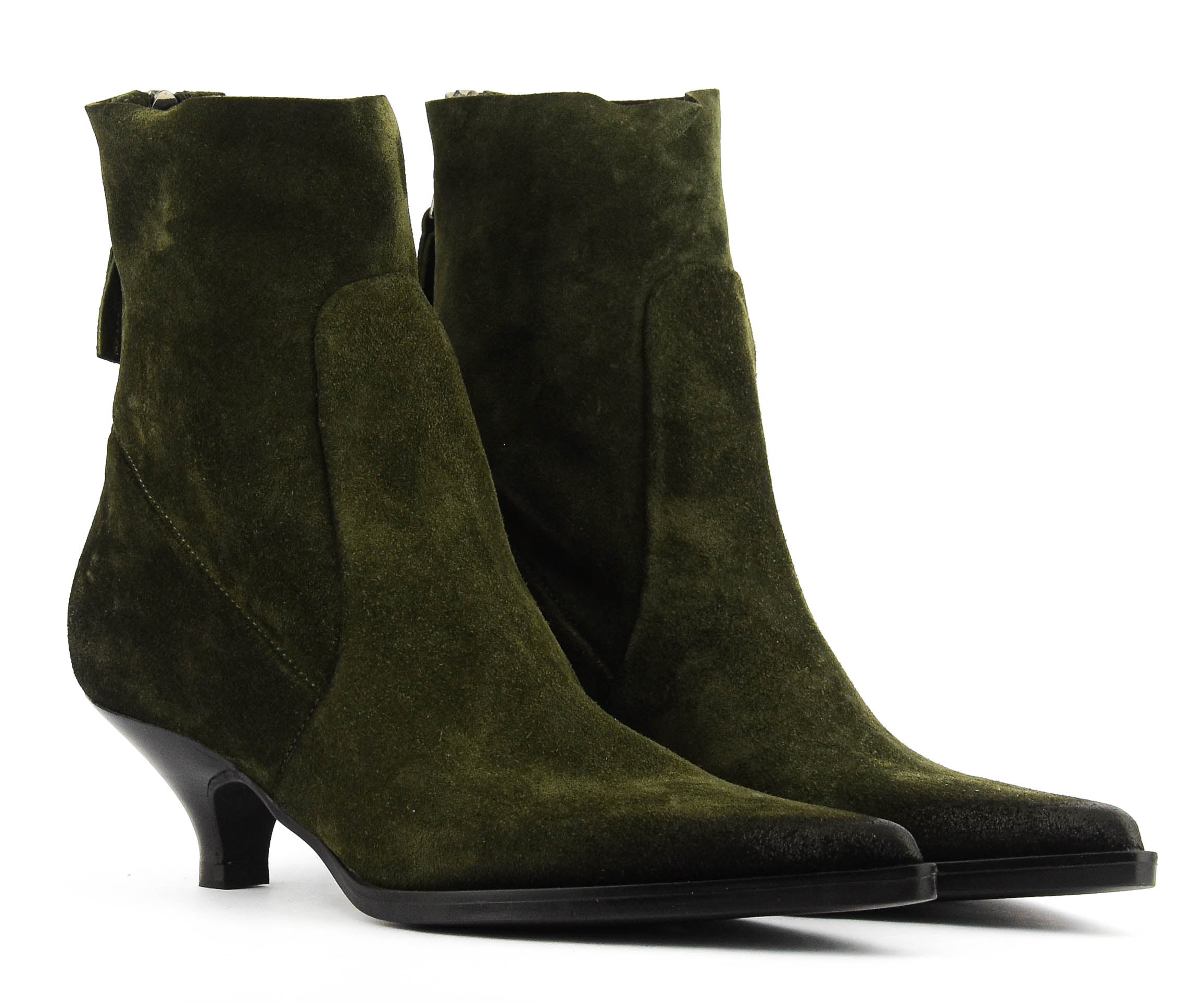ELENA IACHI POINTY BOOTIE GREEN SUEDE
