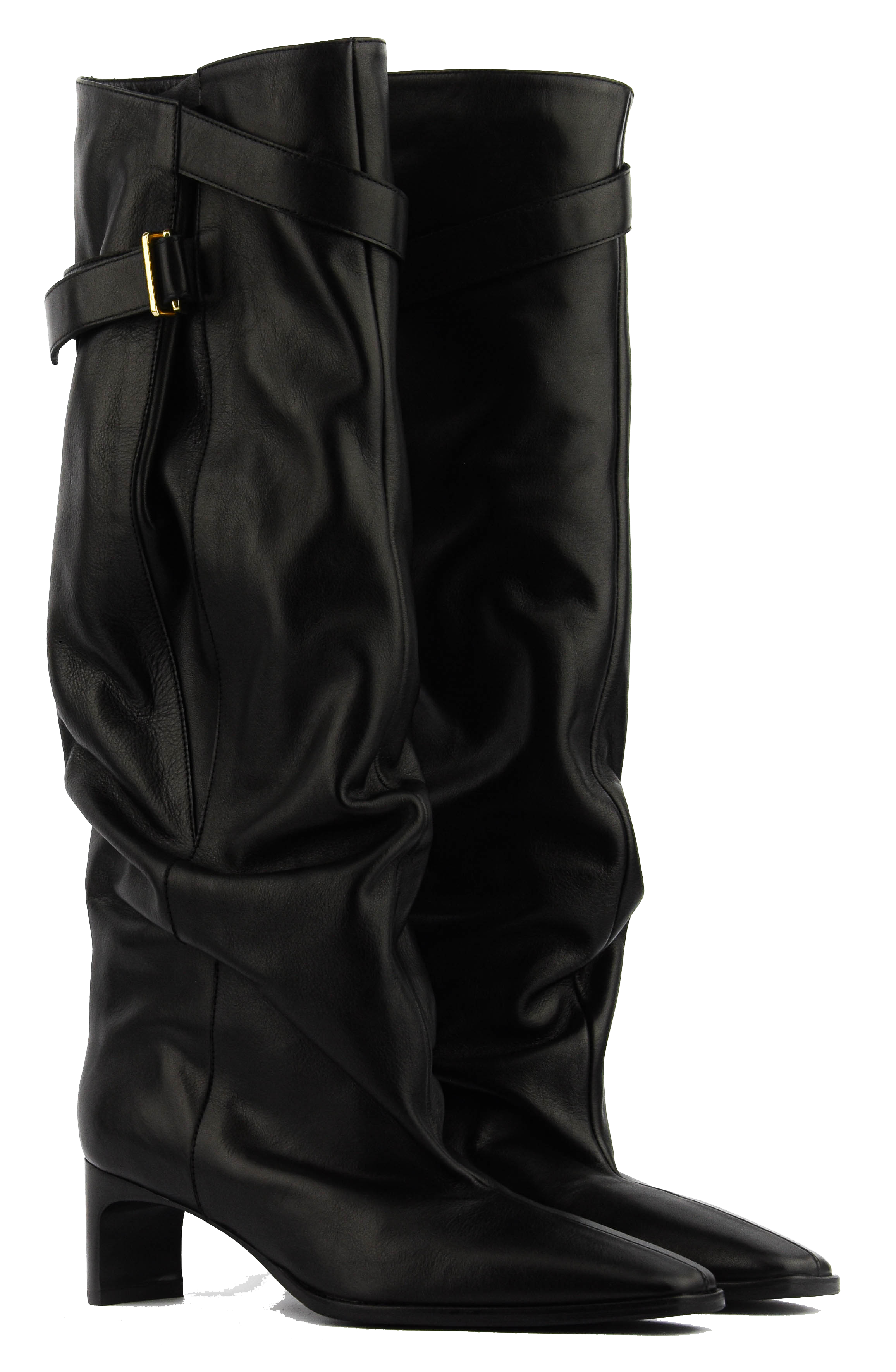ELENA IACHI SLOUCHY BLACK LEATHER