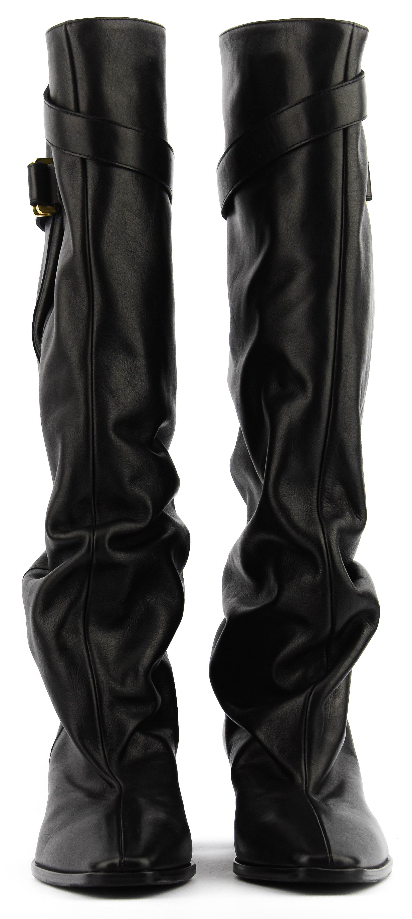 ELENA IACHI SLOUCHY BLACK LEATHER