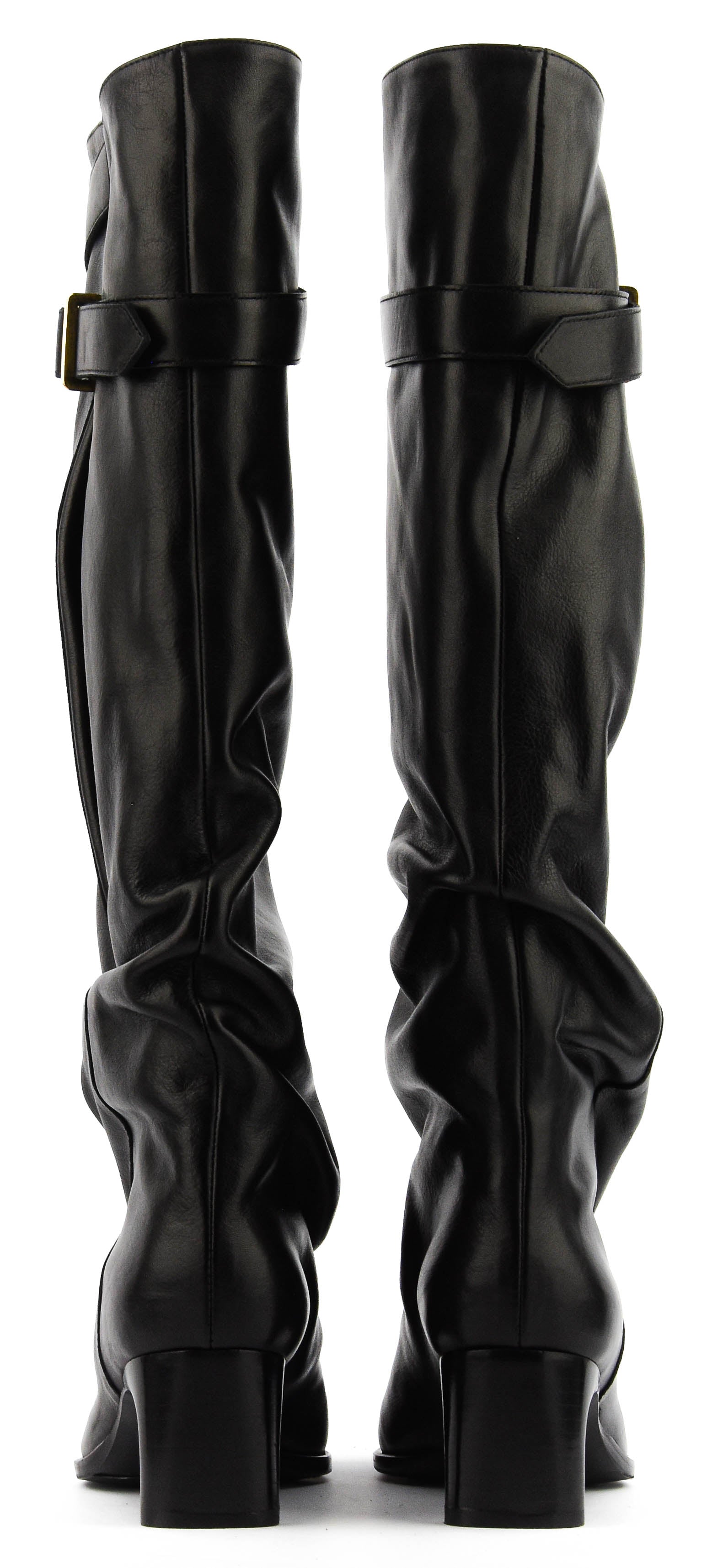 ELENA IACHI SLOUCHY BLACK LEATHER